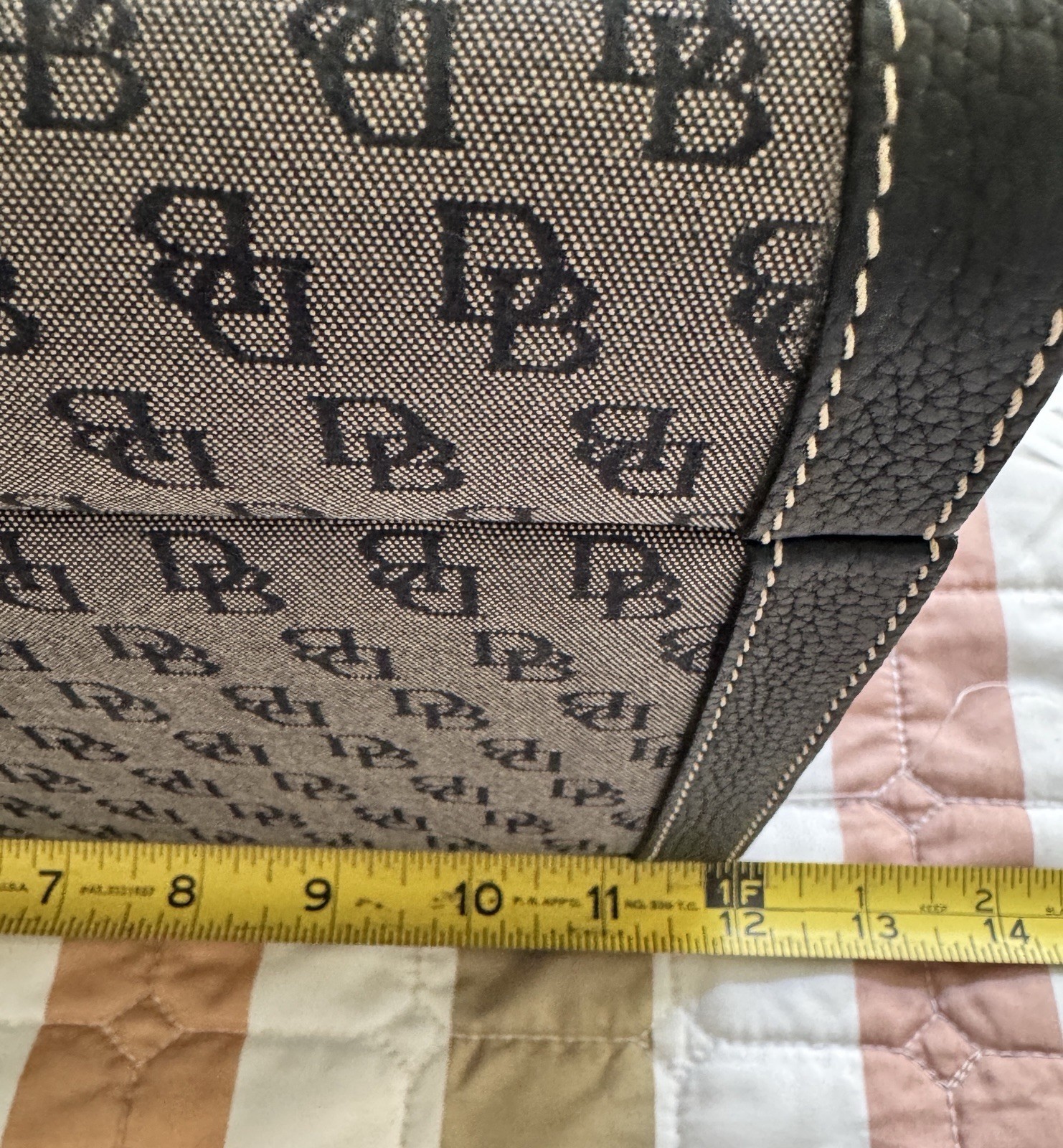 Vintage Dooney And Bourke Monogram Canvas Train Case Vanity Box Black And Gray