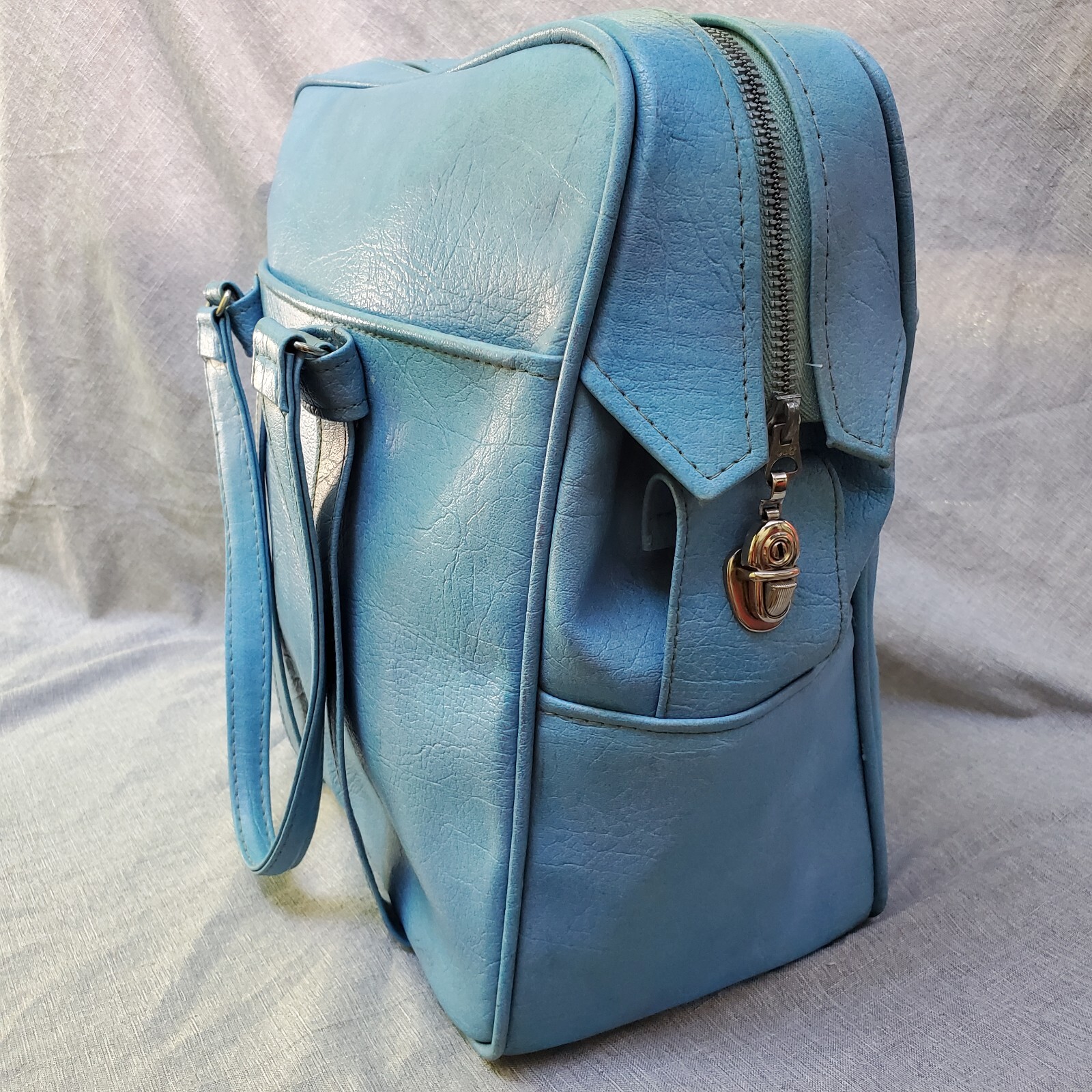 Vintage Samsonite Silhouette Luggage Bag Tote Carry On Overnight Blue Travel