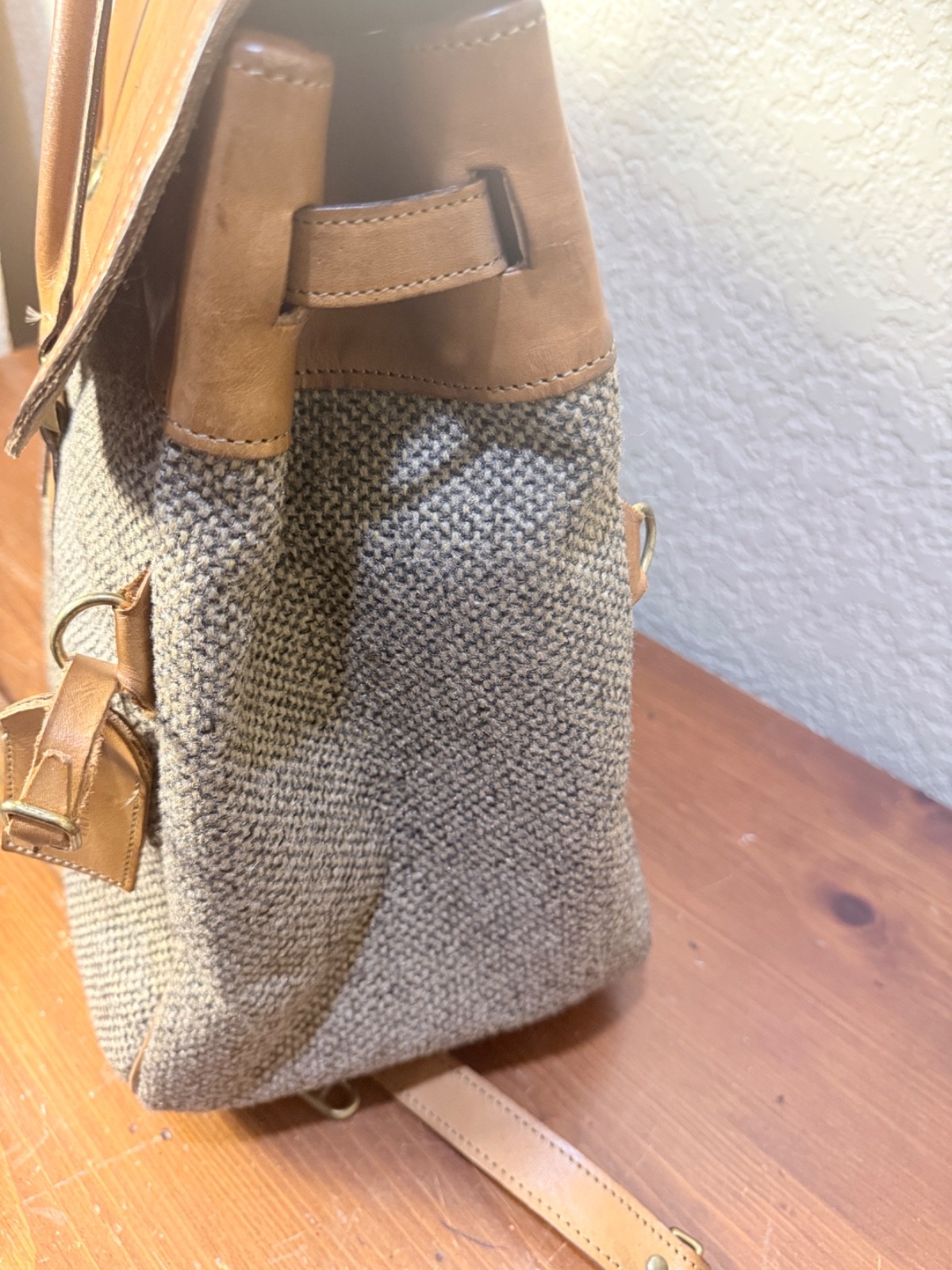 Hartmann Brown Tweed Leather Briefcase Attache Case Tote Overnight Bag Travel