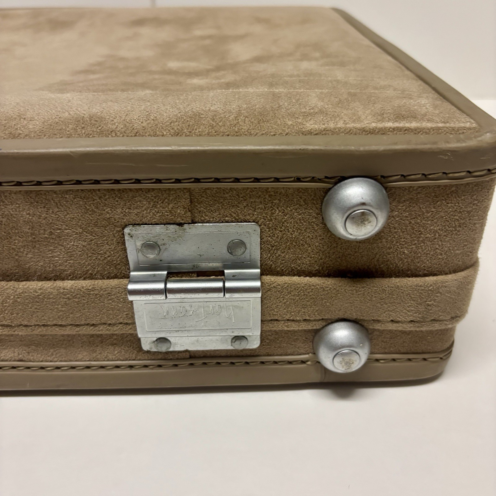Hartmann Hard Briefcase Attache Leather Suede Luggage with Locking Key