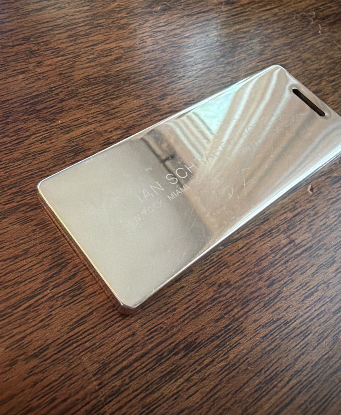 Ian Schrager Hotels Luggage Tag Keychain Gold Metal Los Angeles New York Rare