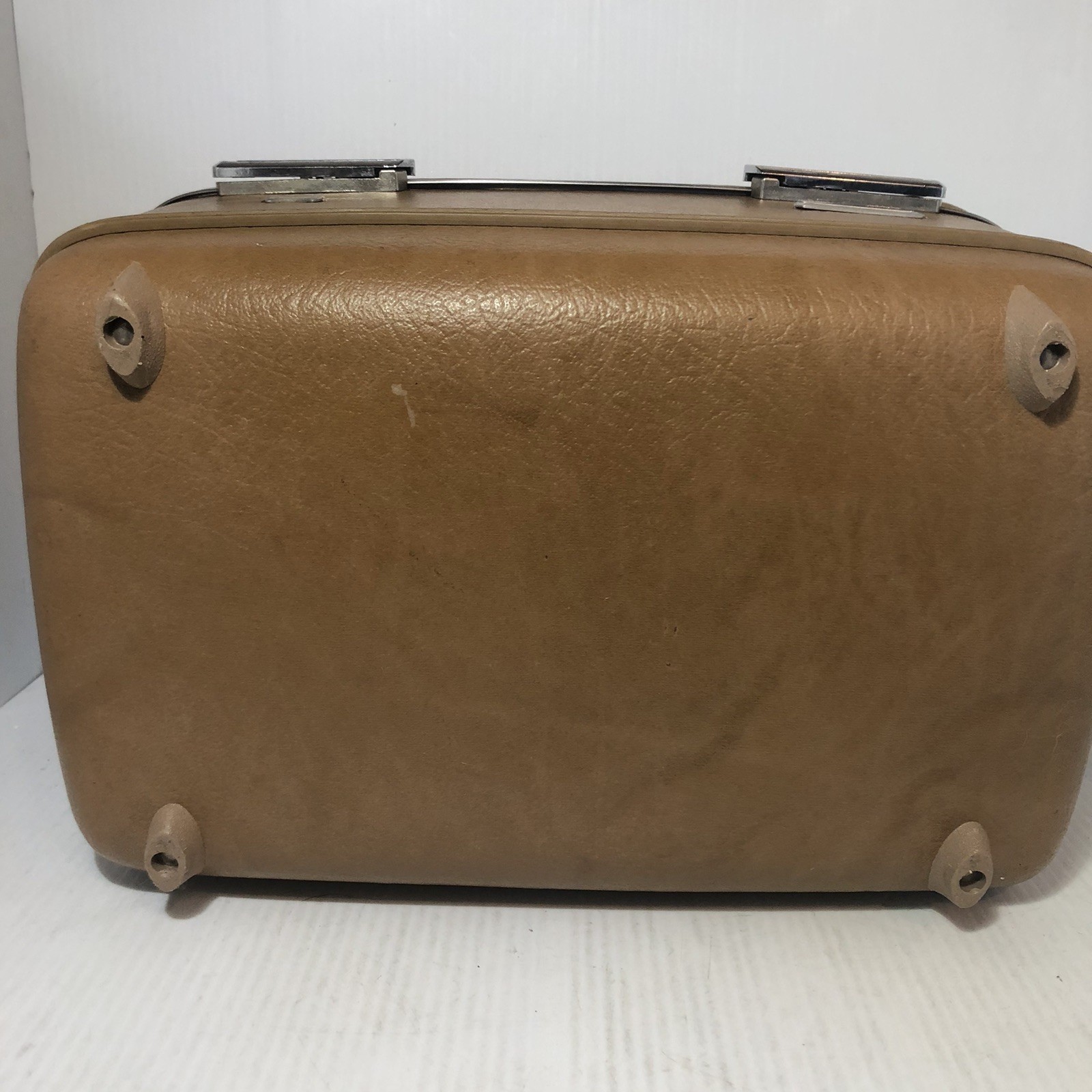 Vintage American Tourister Vanity Travel Train Case 14″ Brown Hard Shell W/Keys