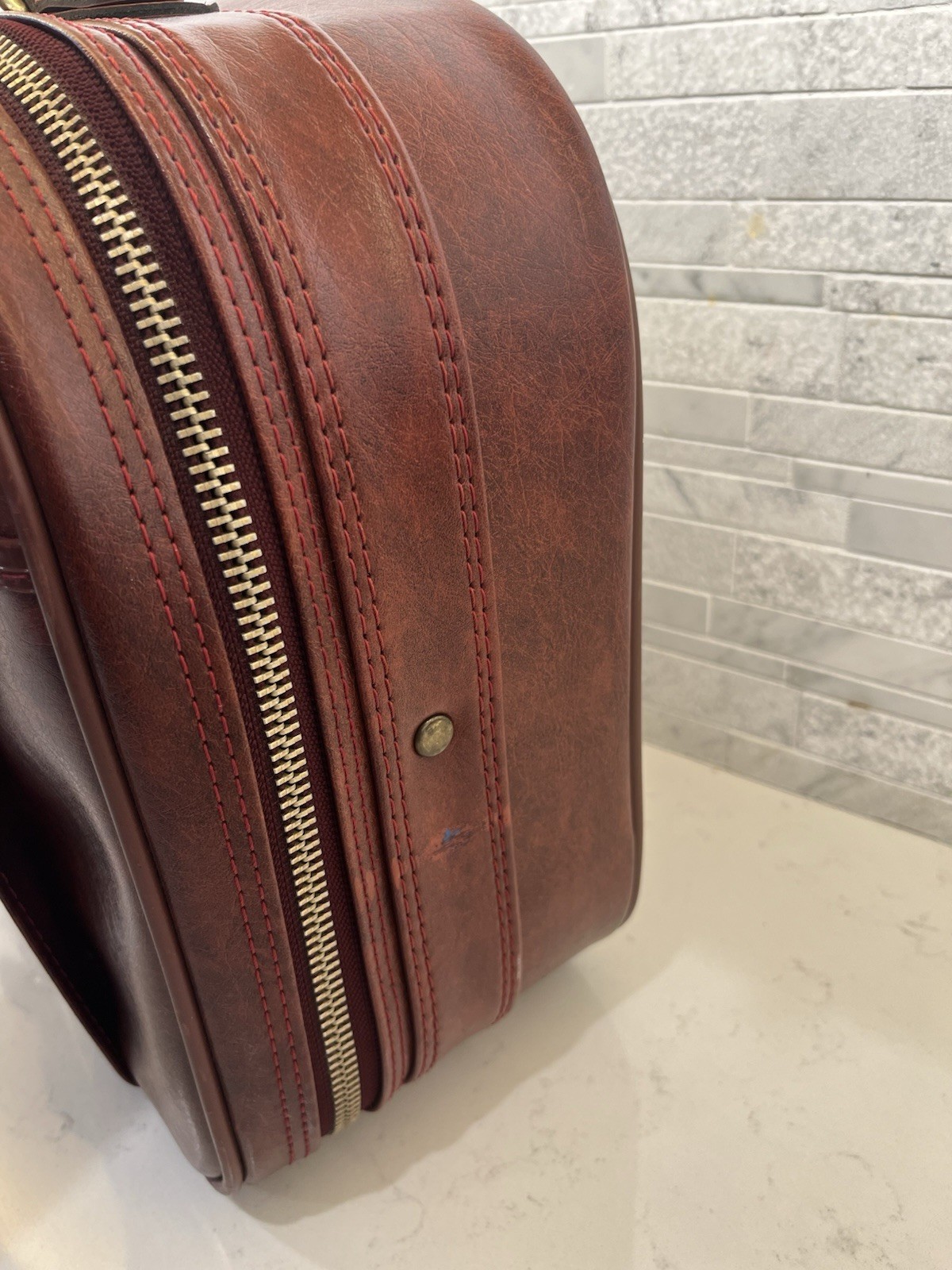 1970s YKK Soft Red Leather Handheld Suitcase – MSRP $300 – Read Description