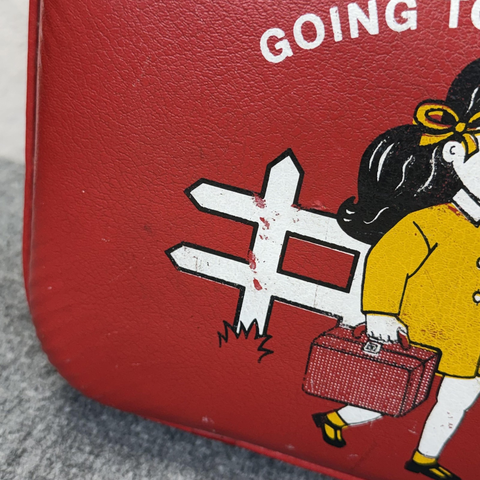 VTG 60s 70s Going To Grandma’s Red Vinyl Kid’s Hard Case Trojan Luggage Travel