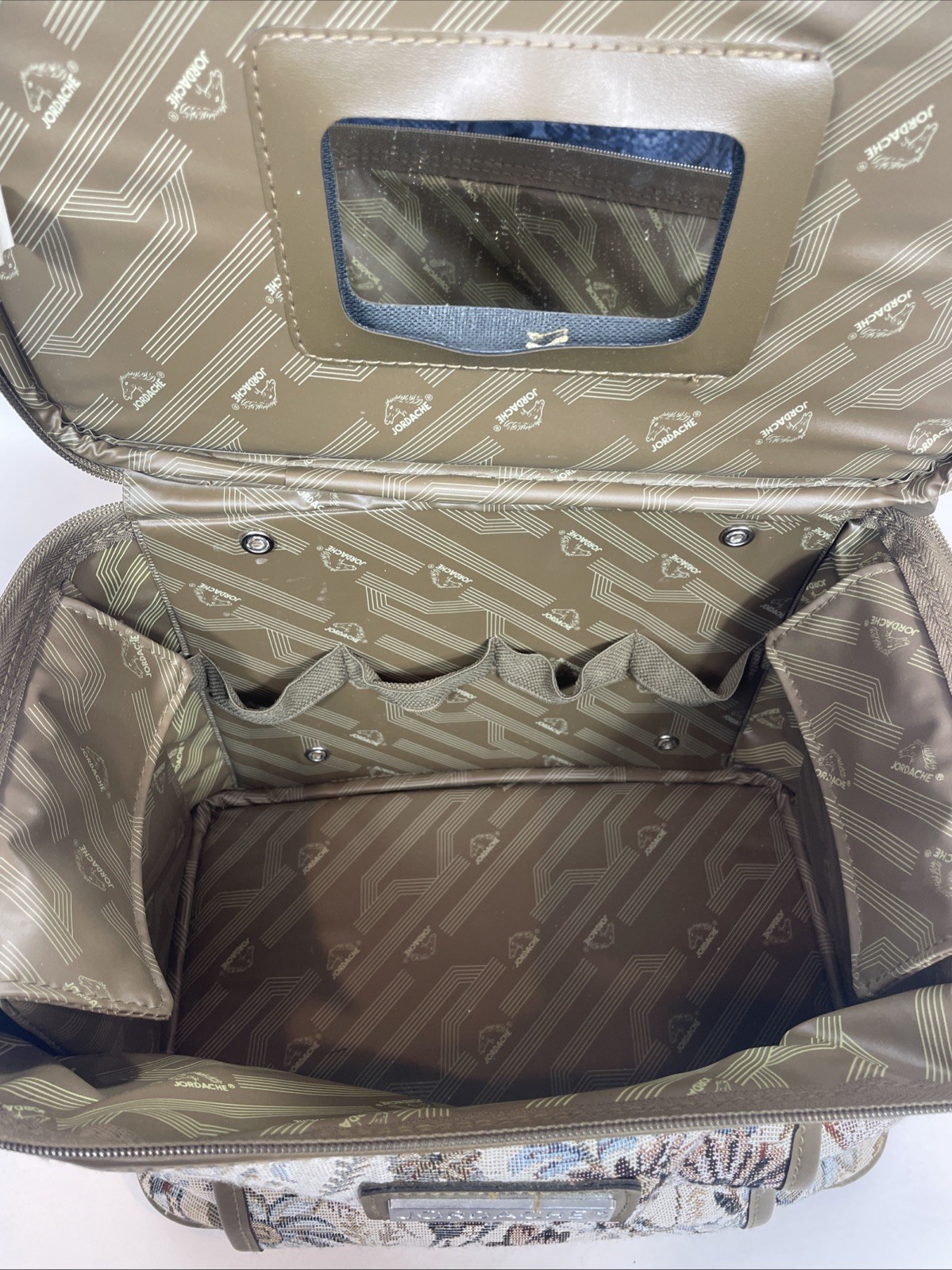 Vintage 1980s JORDACHE Floral TAPESTRY Soft Sided Makeup TRAIN TRAVEL BAG