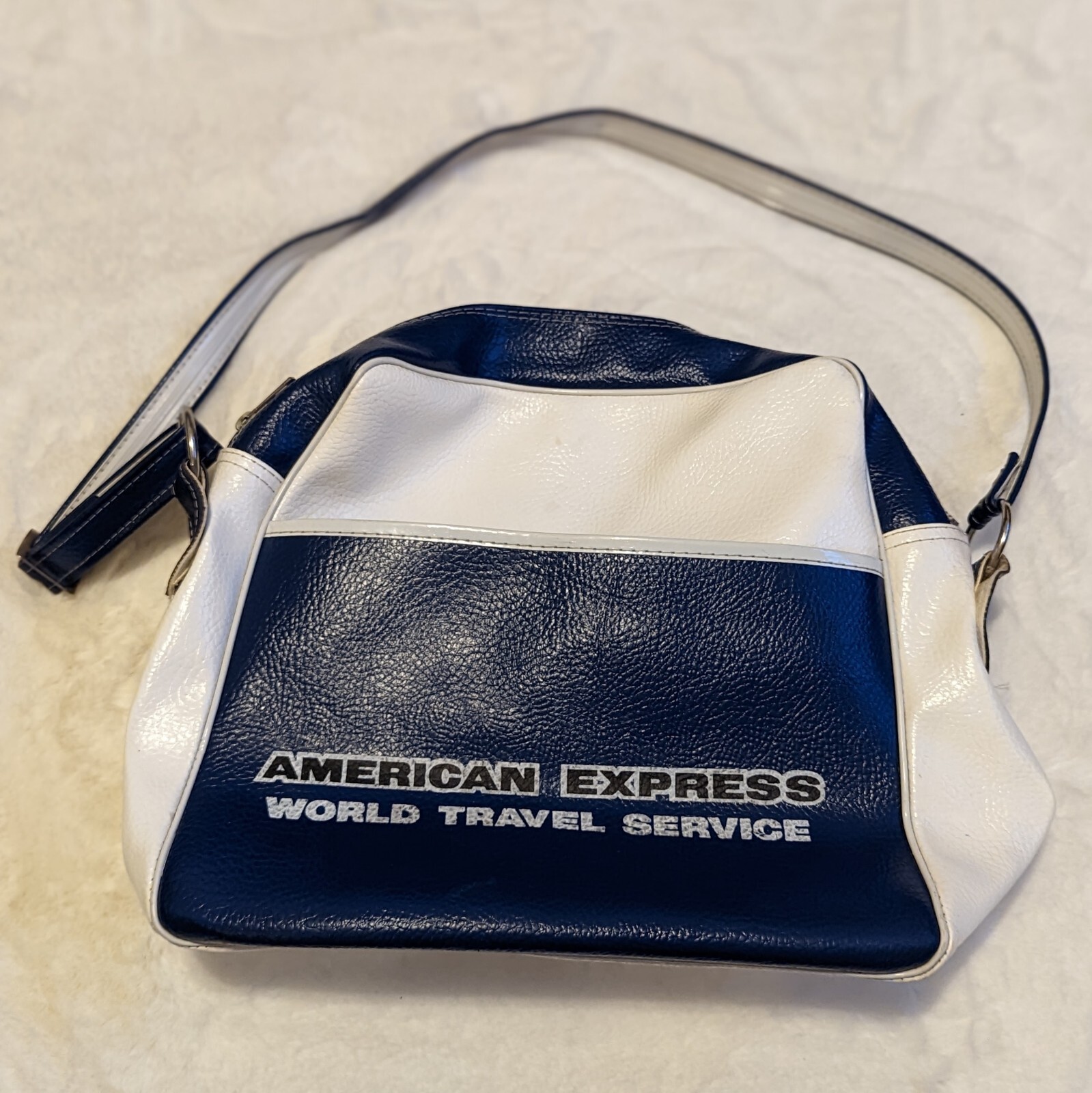 Vintage American Express Carry-On Bag Travel Tourist Plane Blue Tote Luggage