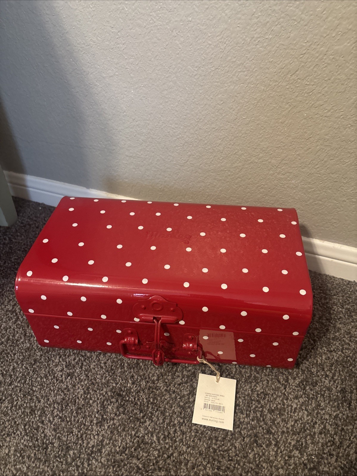 Maileg Storage Suitcase, Small, Red With Dots! New