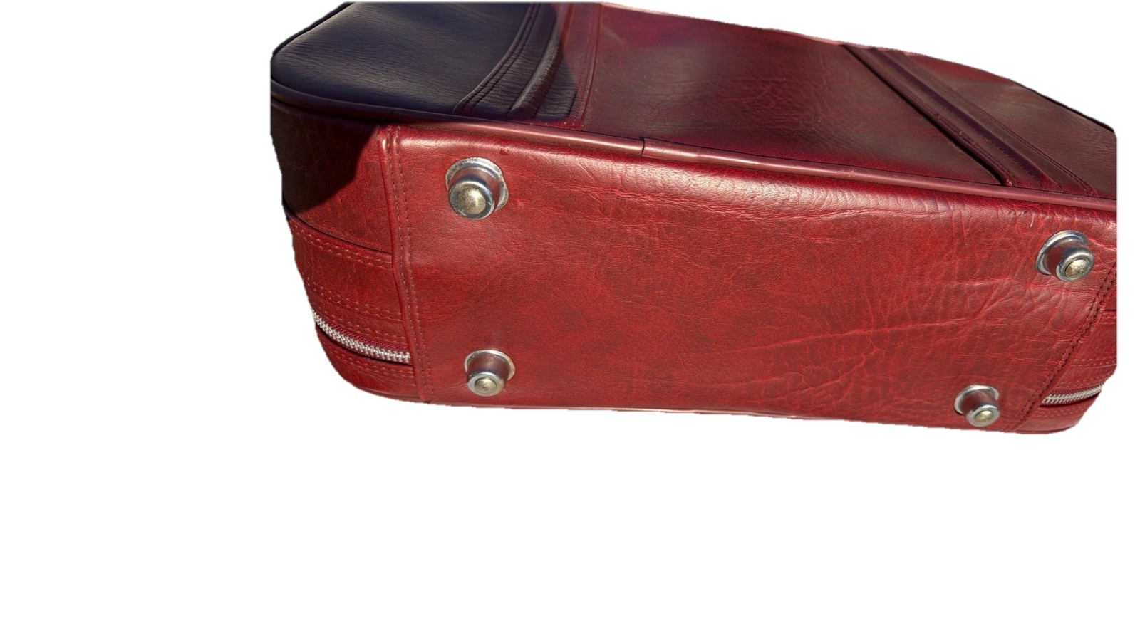 Vintage New Vista Leather Suitcase Made In Korea Red Carry-On Travel Bag Retro
