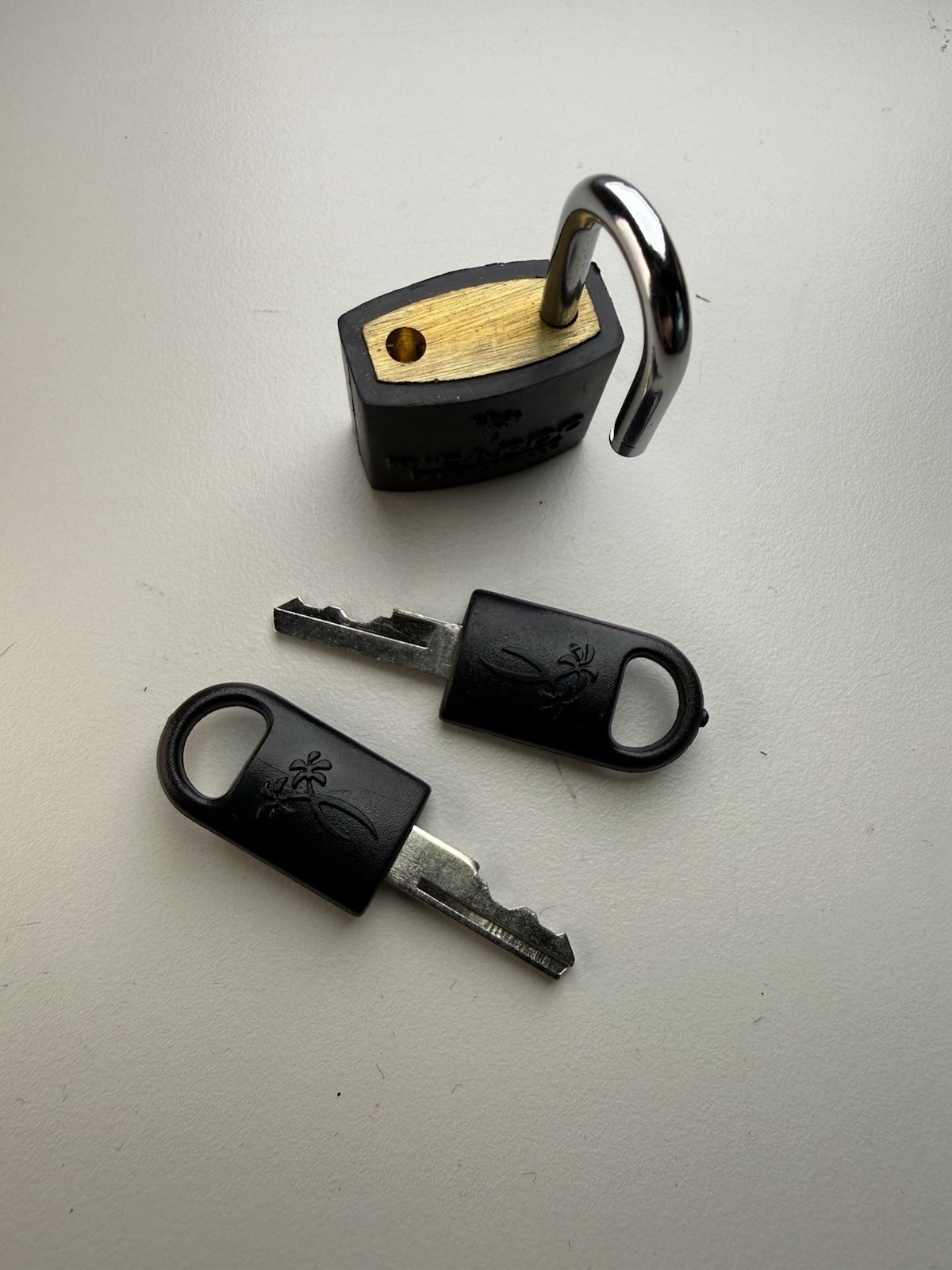 Vintage Ricardo Beverly Hills 1980s-1990s Padlock w/ 2 Keys Black Palm Tree Logo