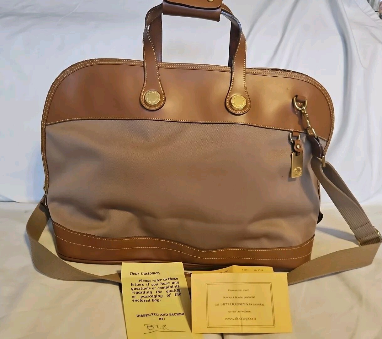 NWOT Vintage Dooney & Bourke Weekender Travel Luggage Canvas Large Bag Tan