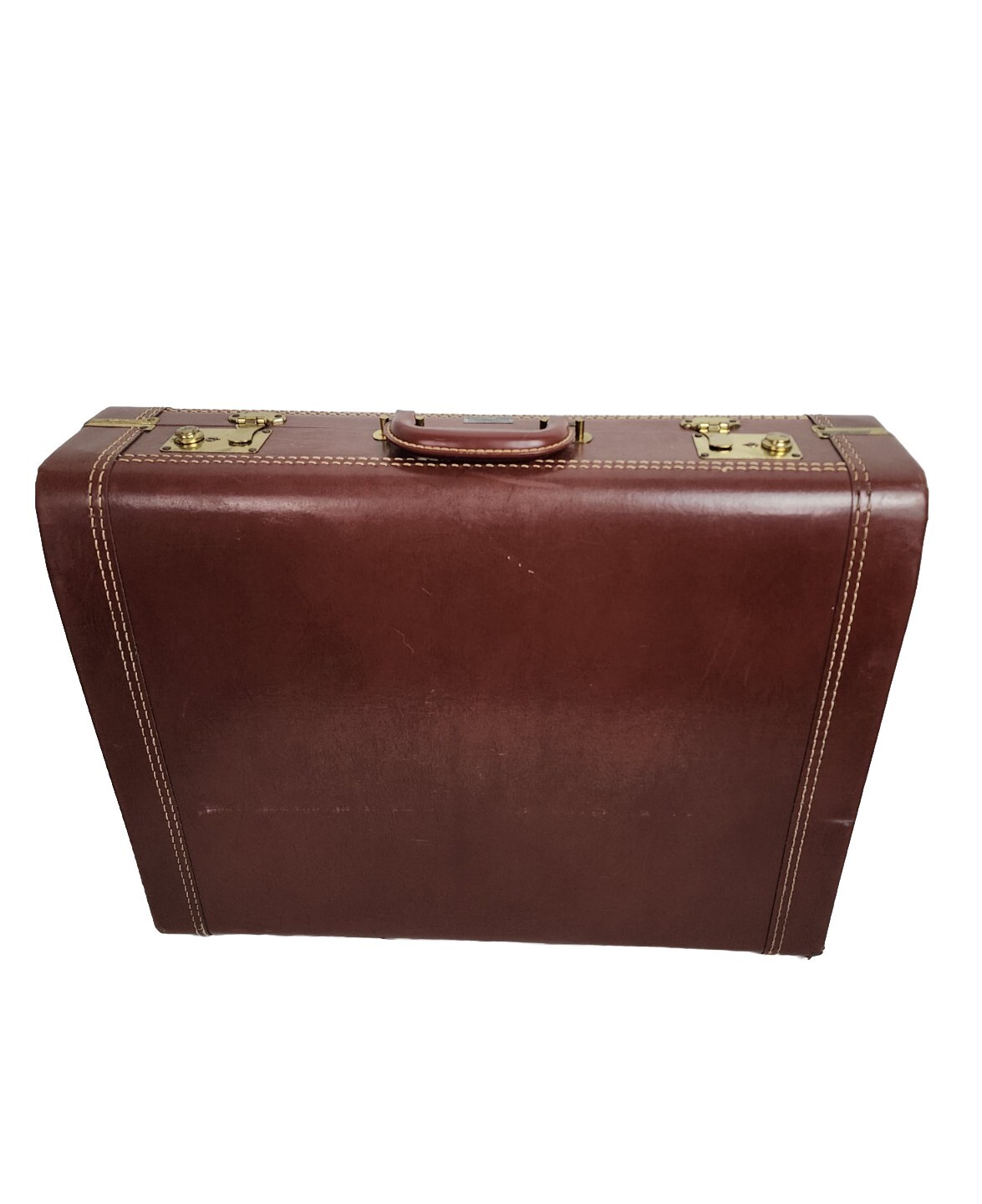 Vintage American Voyager New York Hardside Briefcase 22.5×17.5×7″ Brown w/ Key