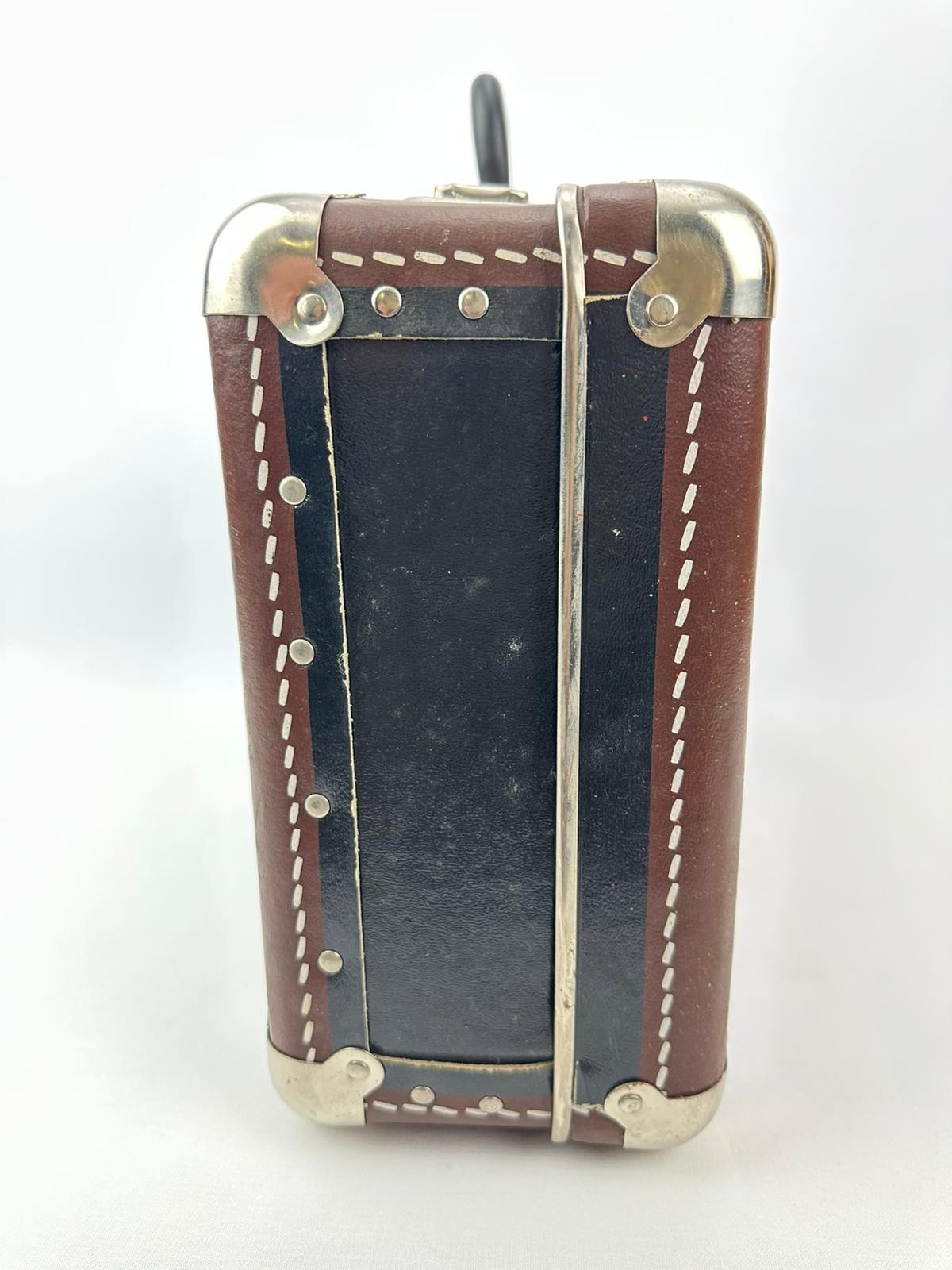 Vintage Small Hard Shell Suitcase Travel Case w Keys Retro Luggage Sticker Decor