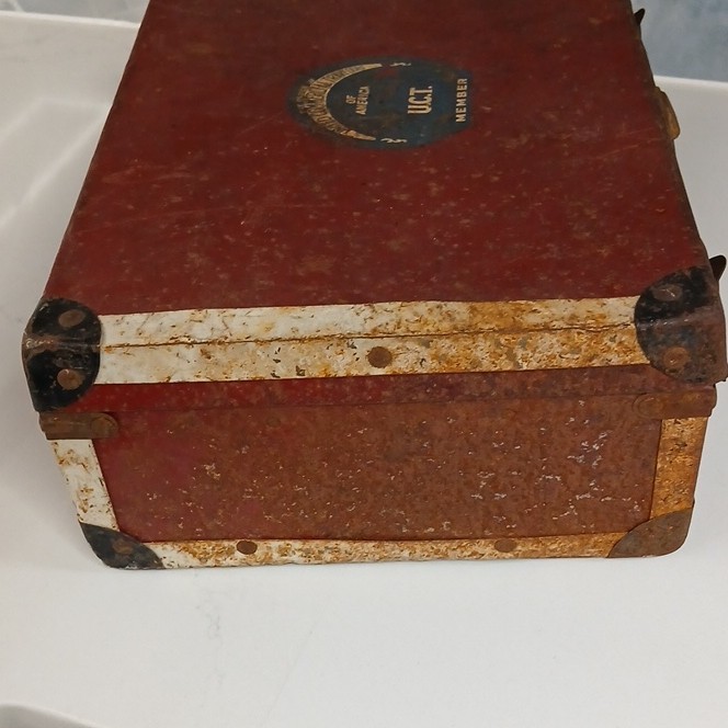 United Commercial Travelers Member True Vintage 1900s Hard Metal Suitcase