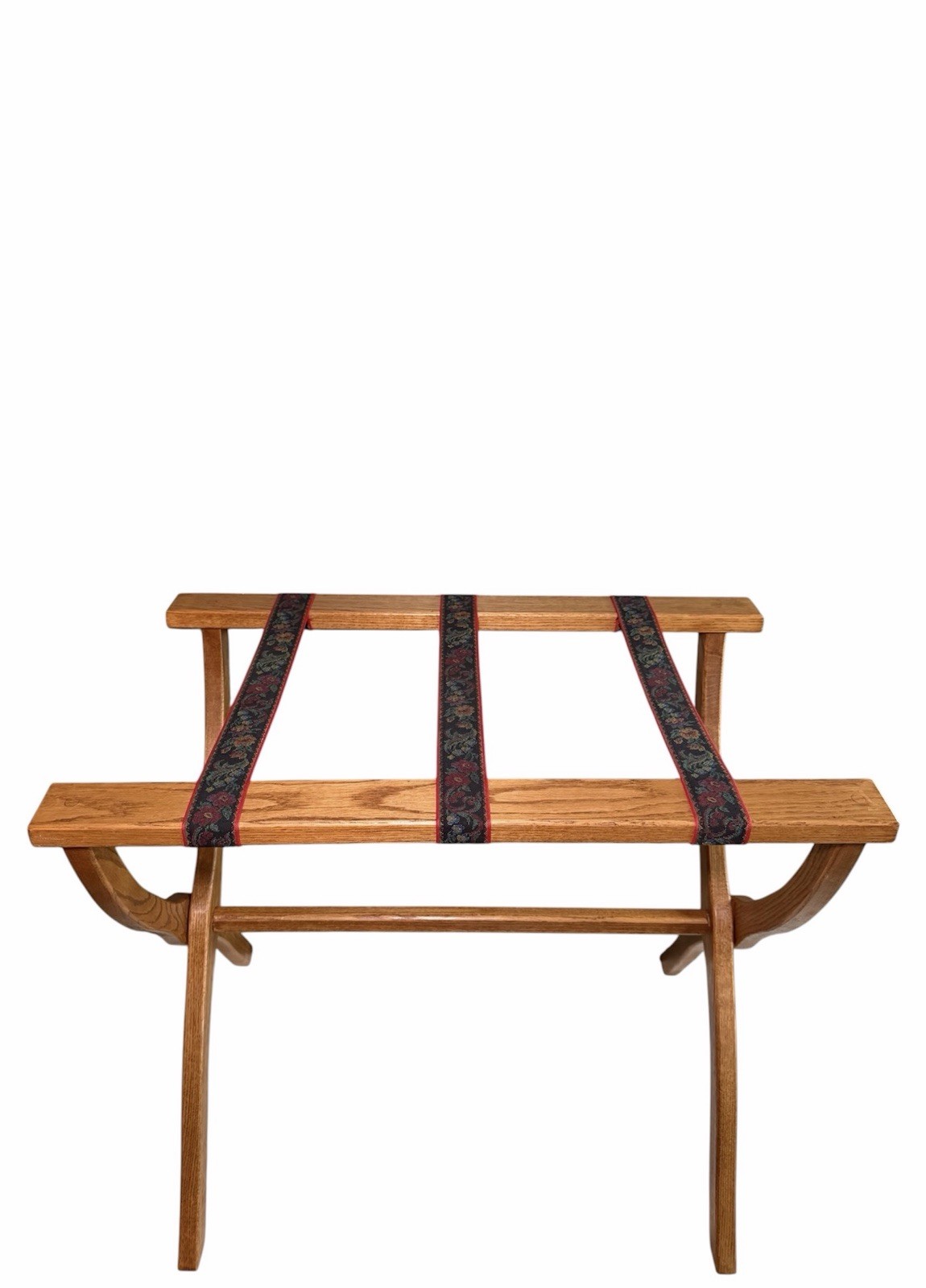 Vintage Wood Fabric Folding Luggage Rack Suitcase Stand Rental Vacation Houses