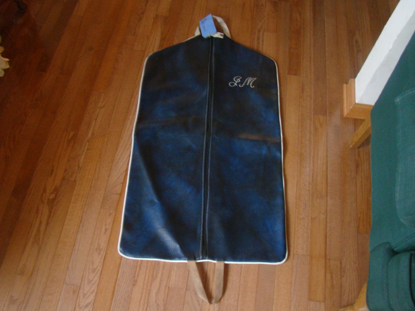 Vtg Vinyl Faux Leather Folding Custom Garment Bag Hammonton Blue Devils Band