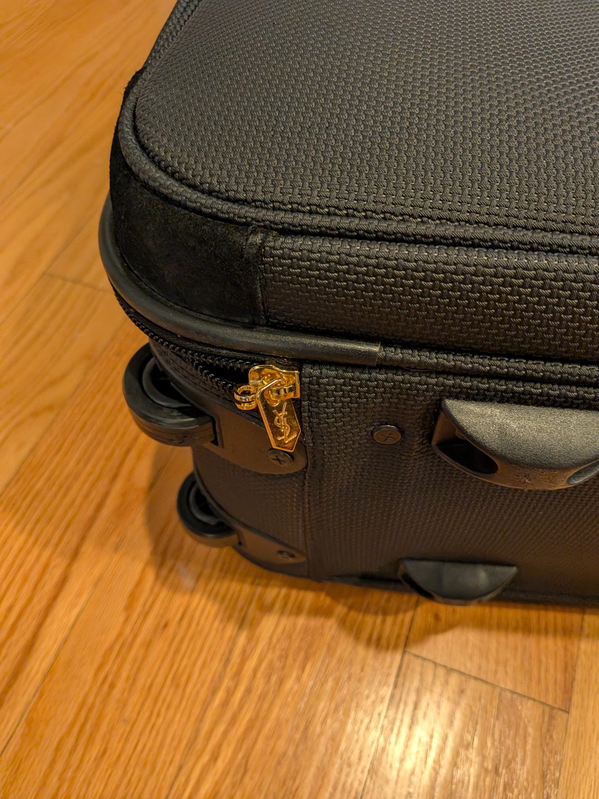 Rare Vintage Yves Saint Laurent Black tweed suede trim luggage suitcase set of 4