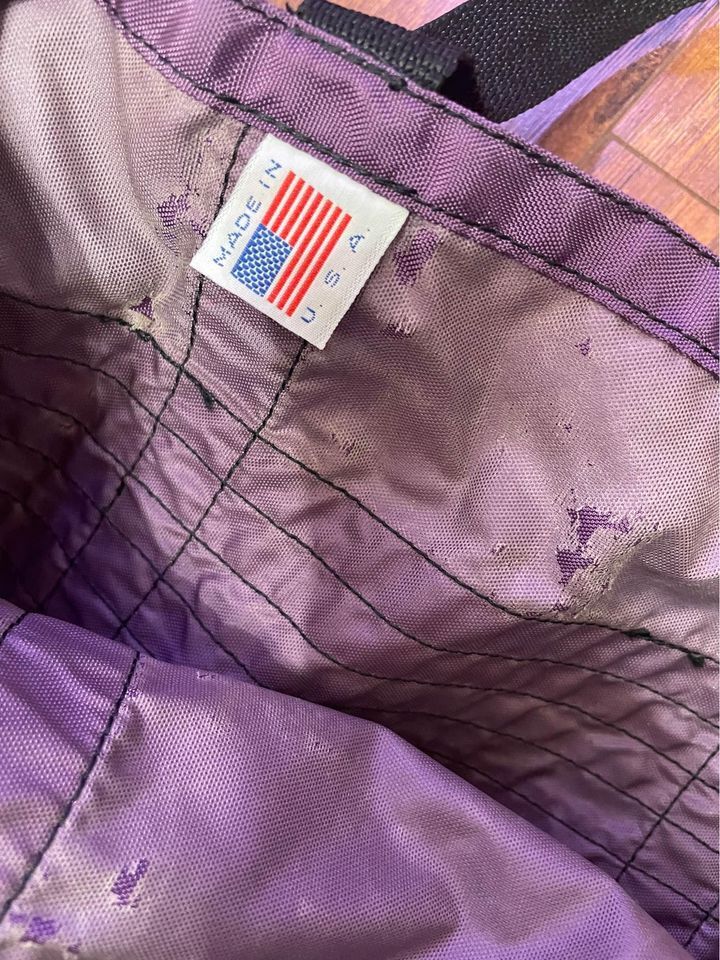 Vintage Norpac Rainbow Nylon Tote Bag Purple Stripes Made in USA
