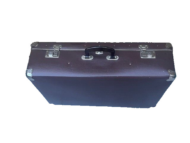Historic Suitcase Cold War Fibreboard Made Germany GDR DDR Brown Vintage Unused