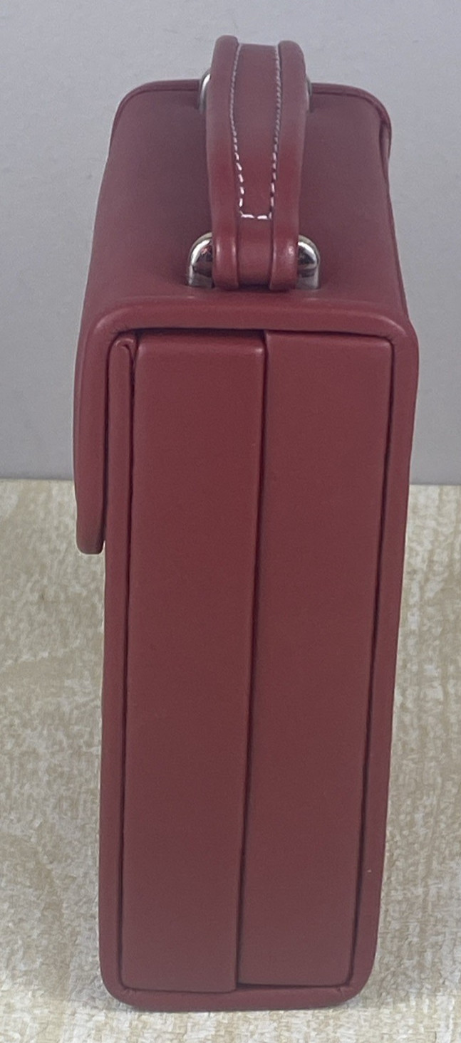 Mary Kay Red Leather Jewelry Travel Case Vintage RARE Mirror & Handle