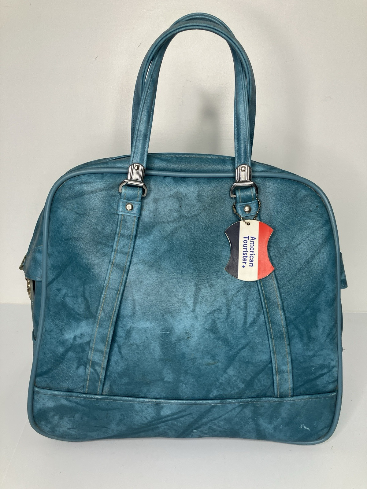 Vintage American Tourister Luggage Bag Carry-On Overnight Weekender Blue Marble