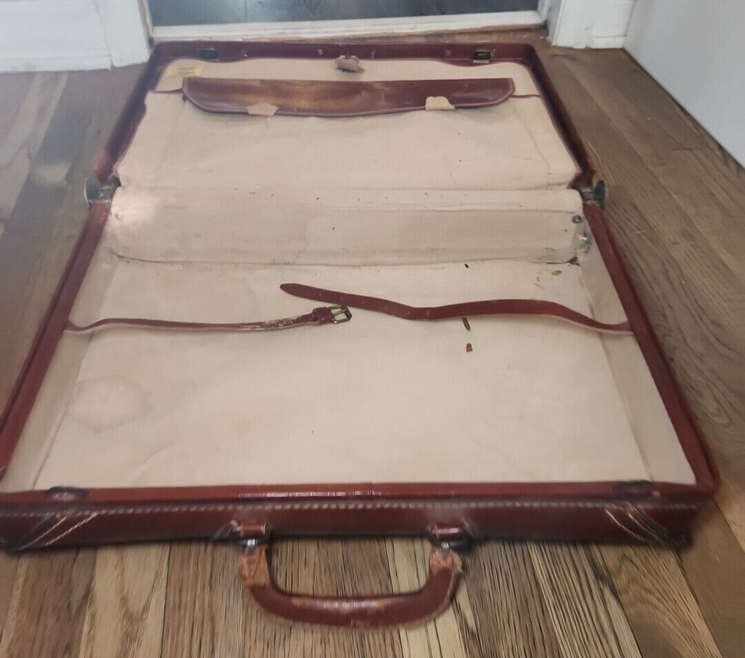 Vintage Top Grain Cowhide – BROWN LEATHER SUITCASE – Skymaster LOK GUARD