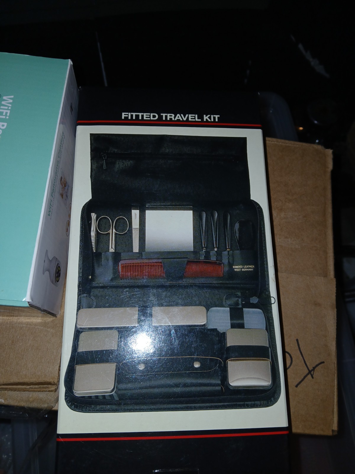 vintage West Germany travel grooming kit featuring stainless steel manicure