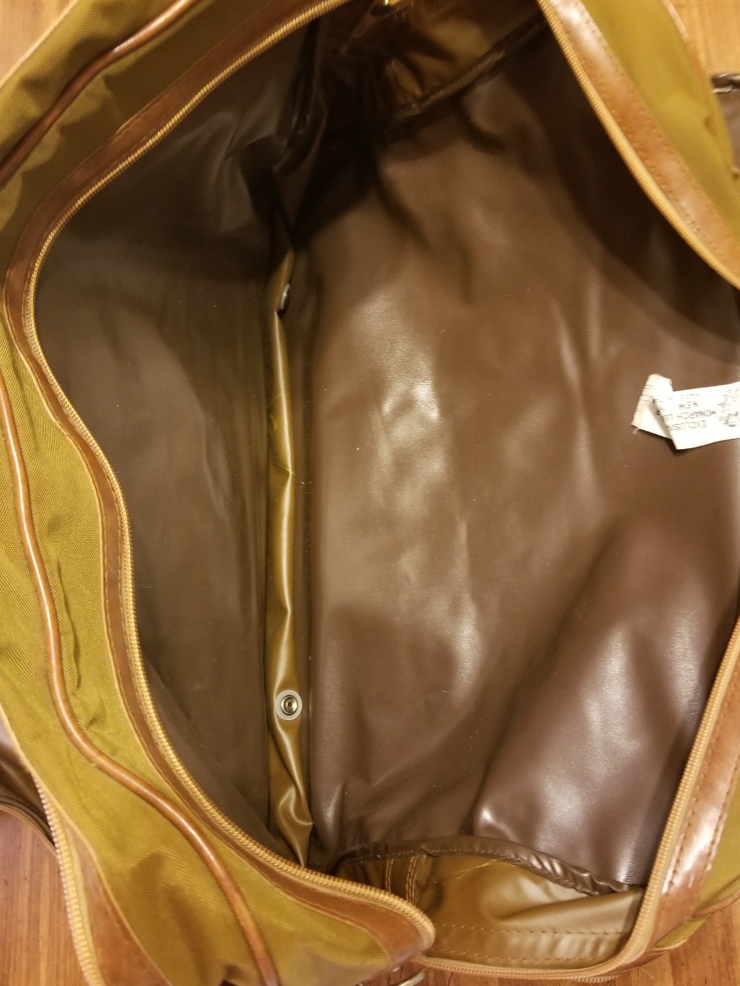 VTG Monarch Luggage Duffle Bag Overnight Carry On brown & tan w/ Italian Flag 20