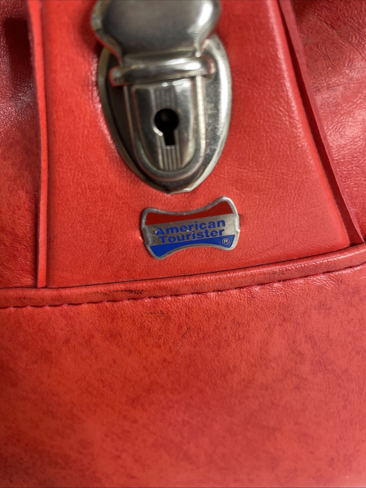 Vintage Red American Tourister Carry On Overnight Tote Bag Train Case Luggage