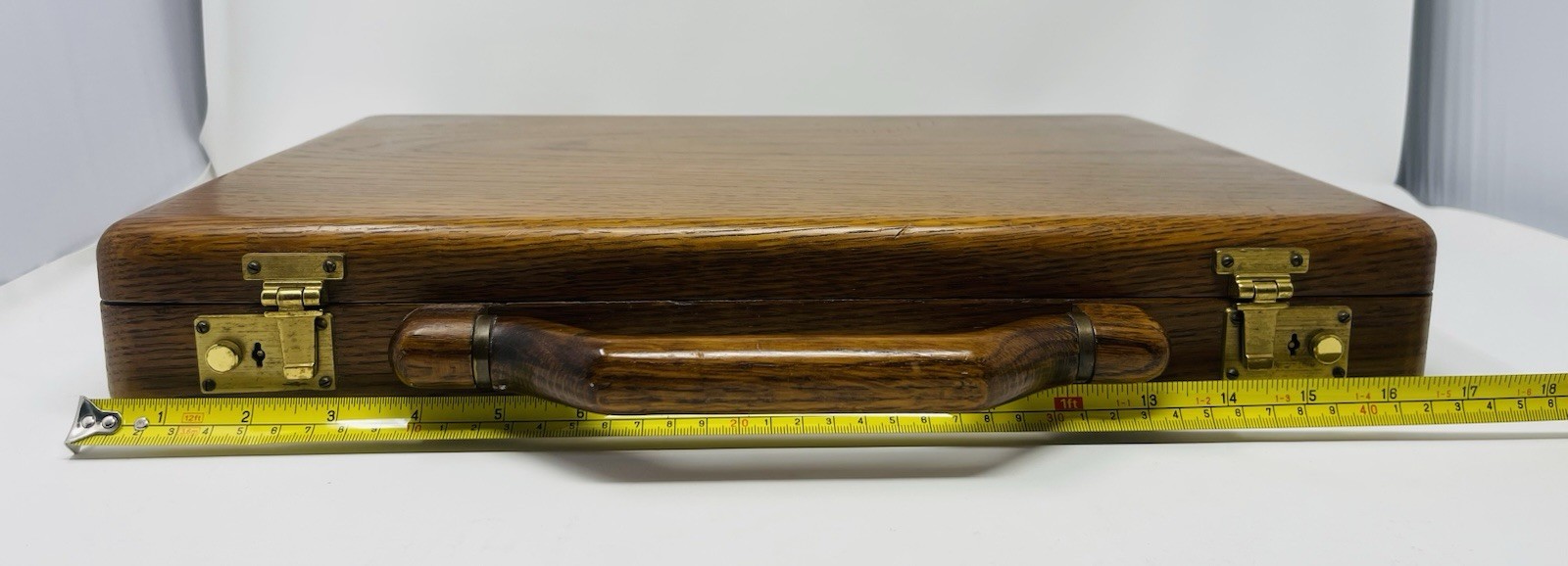 Vintage Jeffrey Benjamin Solid Walnut, Leather & Brass Attaché Brief Case w/Keys