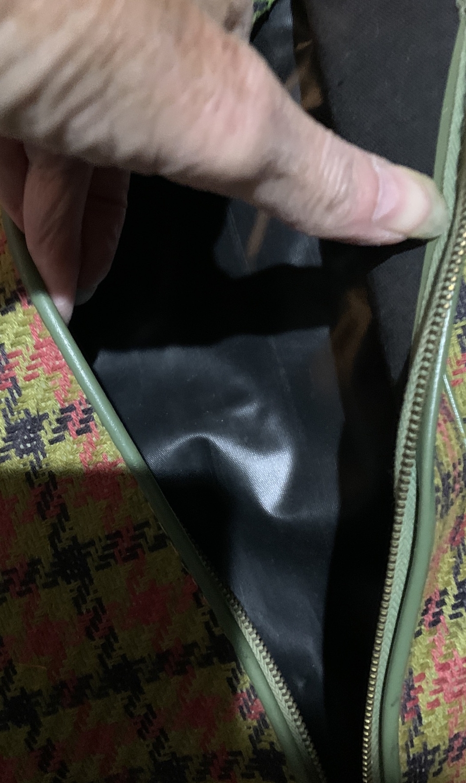 Vintage 70s Fabric Carry-On Bag Small Plaid Mod Retro Hippie Travel Japan