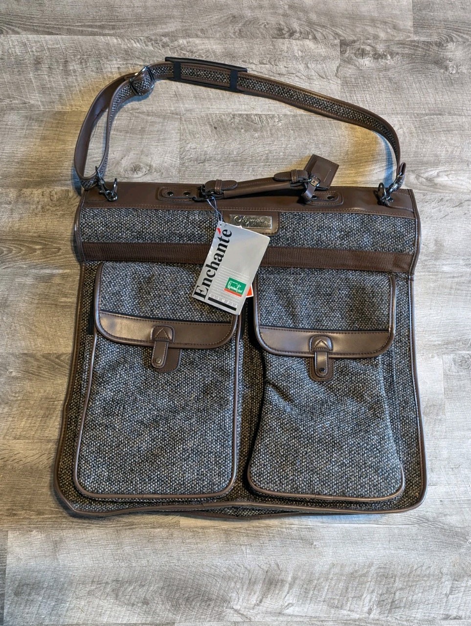Vintage Enchante Olympia Luggage Garment Case Jute Tweed New With Tags And Keys