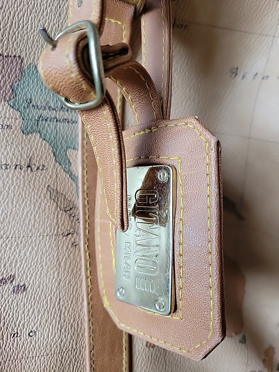 Vtg Gitano World Map Duffel/Travel/Carry-On Bag W Gitano Luggage Tag