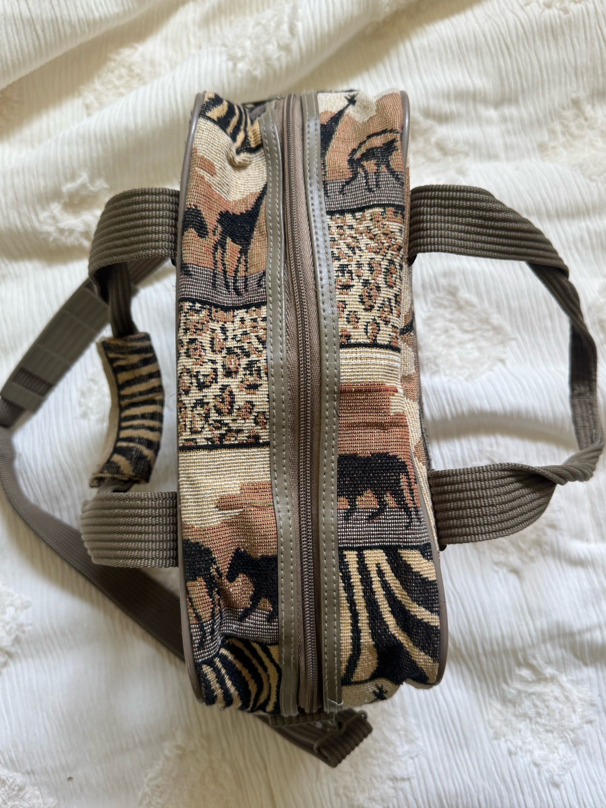 Vintage Jade Safari Print Tapestry Luggage Travel Bag Set Set Of 3 With Wheels