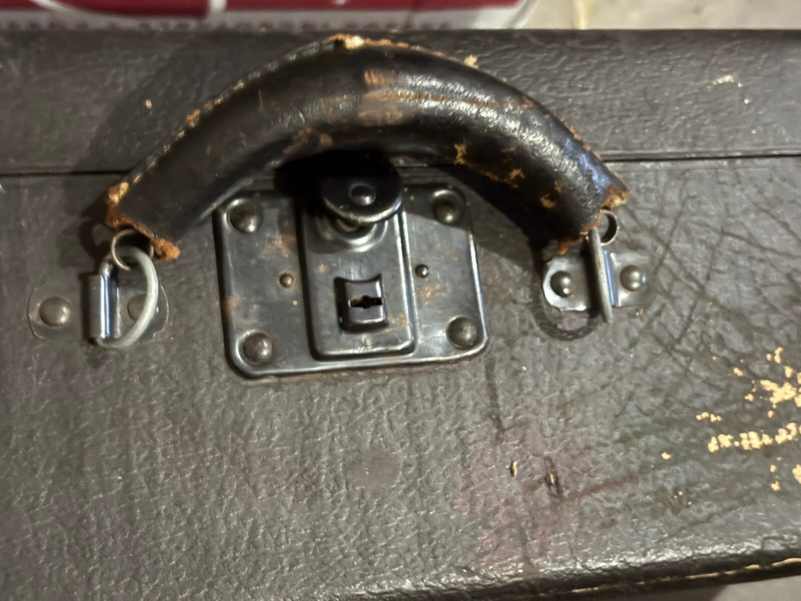 Vtg Excelsior Battered Distressed Wood Suitcase Black 24” X 12” X 7” Wedding