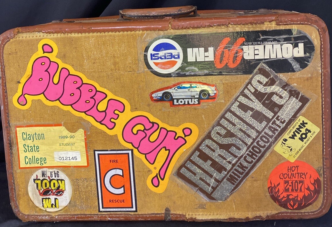 Atlas Suitcase w Stickers Bubblegum Hershey’s Kutztown College Wink 104