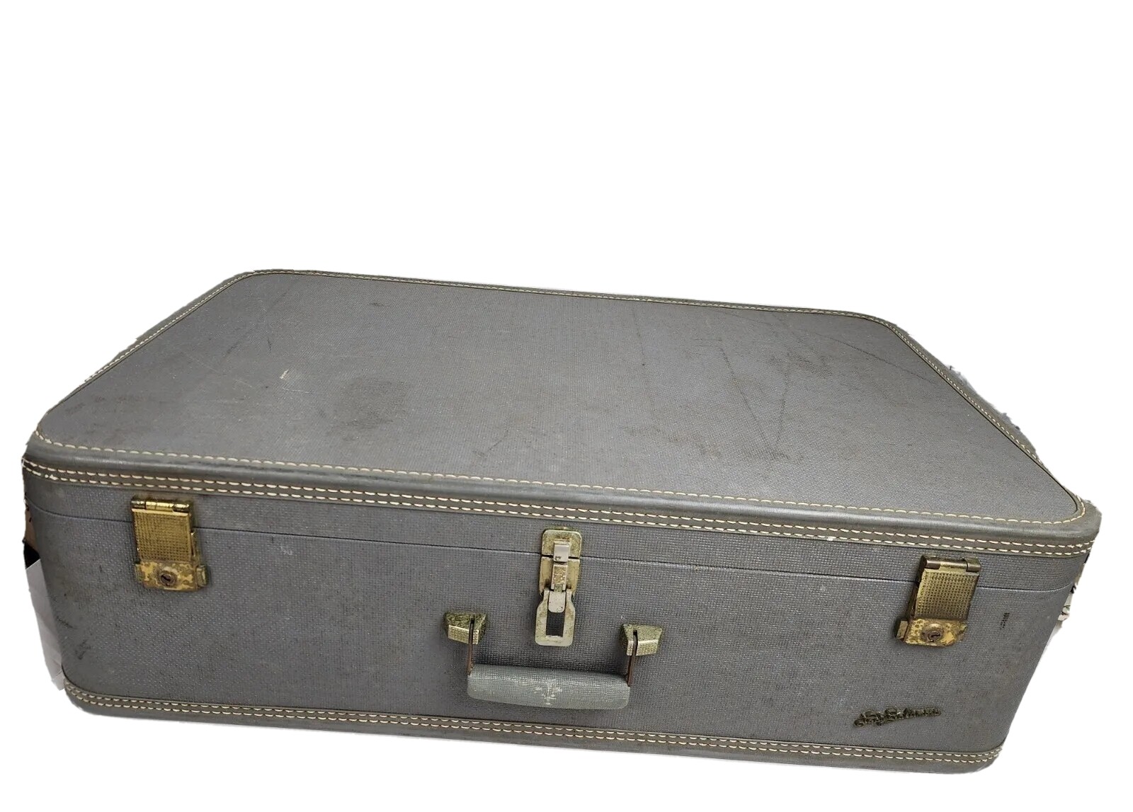 Vintage Lady Baltimore Suitcase 29″x18″x8.5″ Luggage with Key Gray