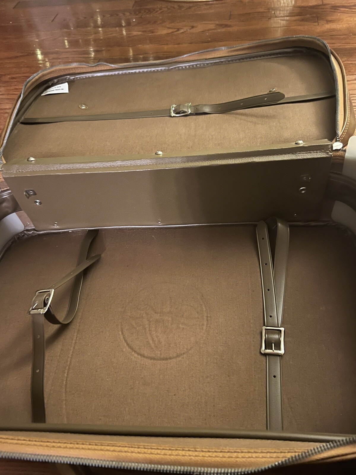 VTG American Tourister Suitcase Brown Tan Marble 1975 Luggage Handle Zips EUC