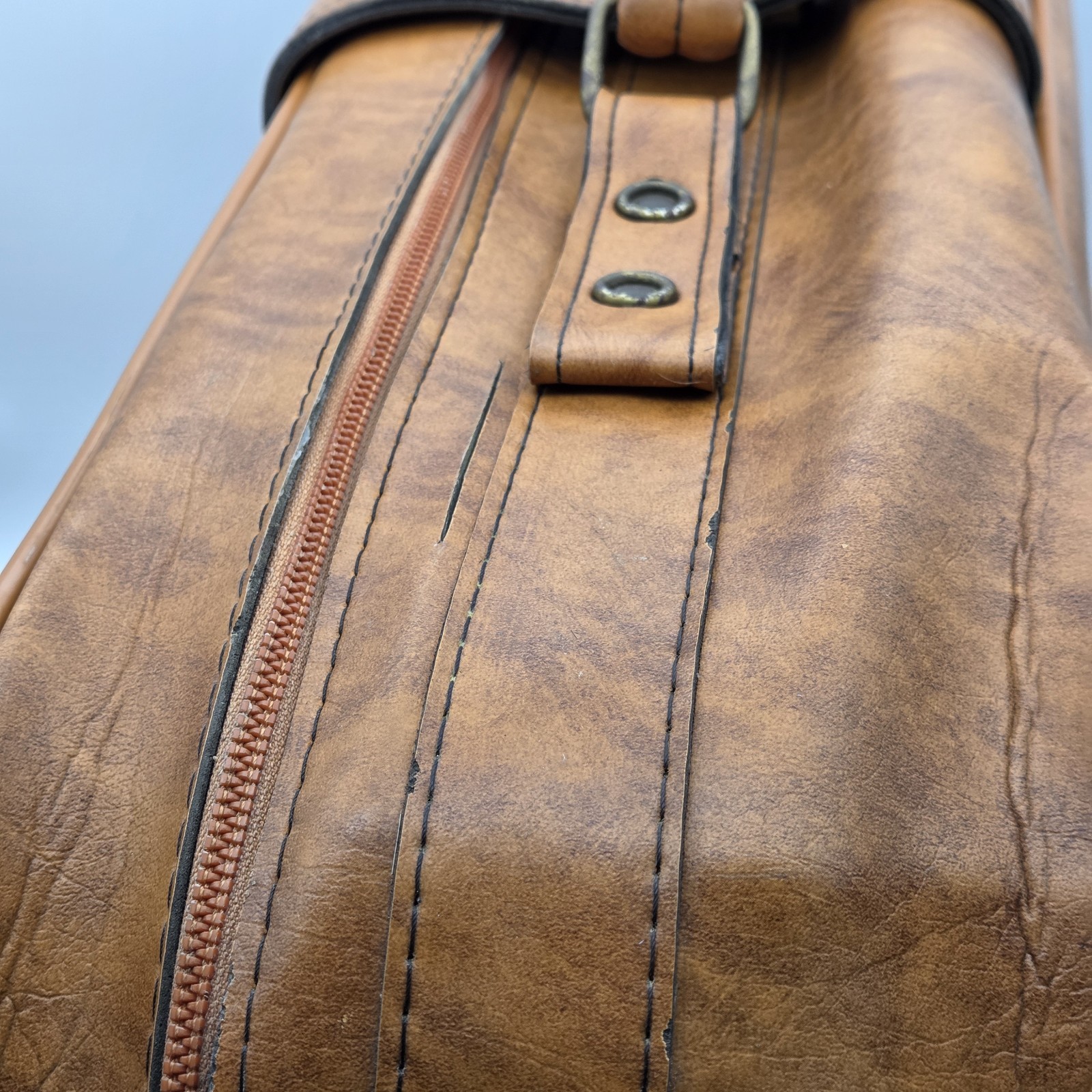 Vintage Scoville Brown Faux Leather Soft Suitcase with Buckle 26″