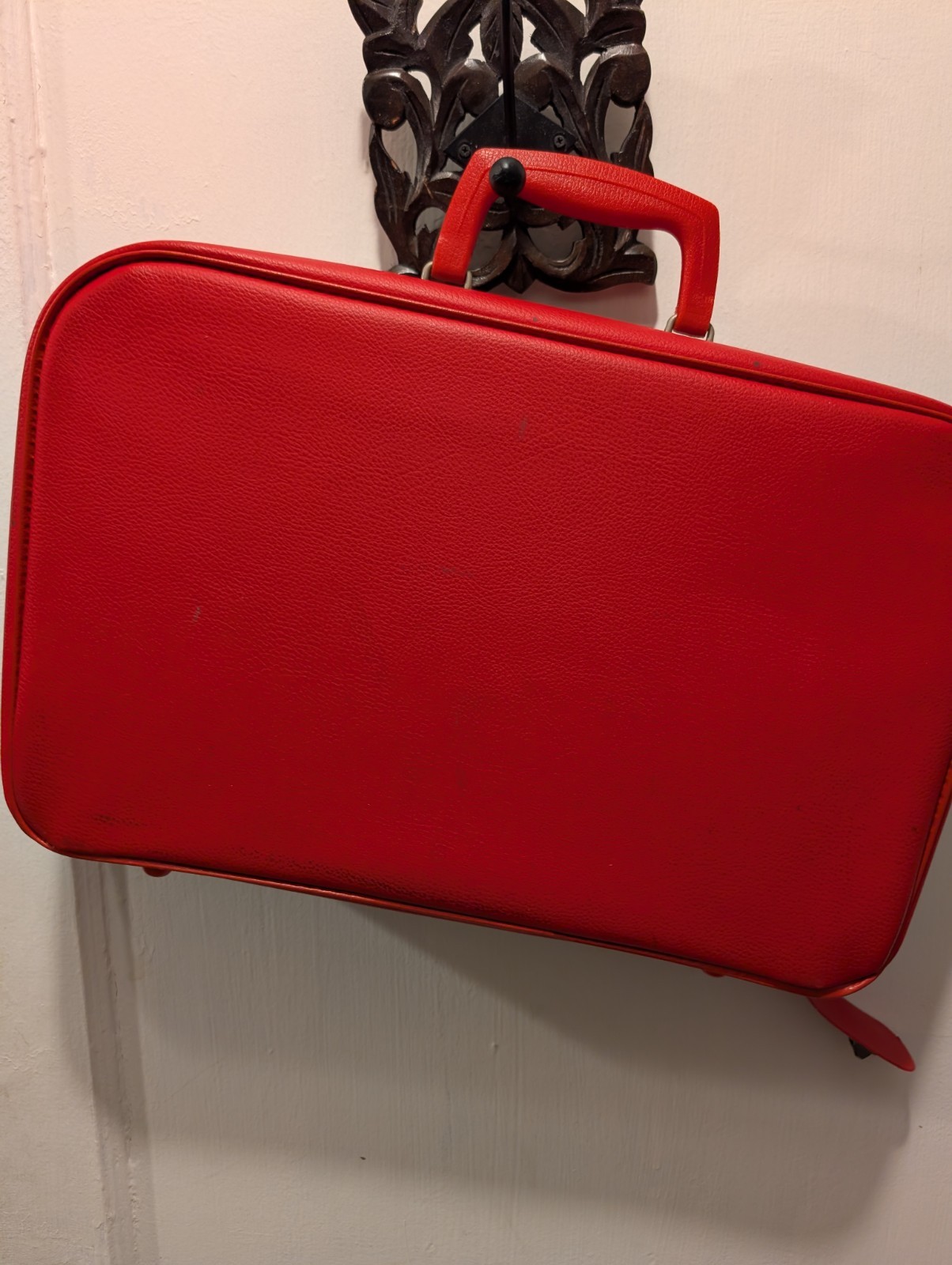 Vintage Bantam Bags Red Suitcase Retro Carry On Travel Case 1960s 70s