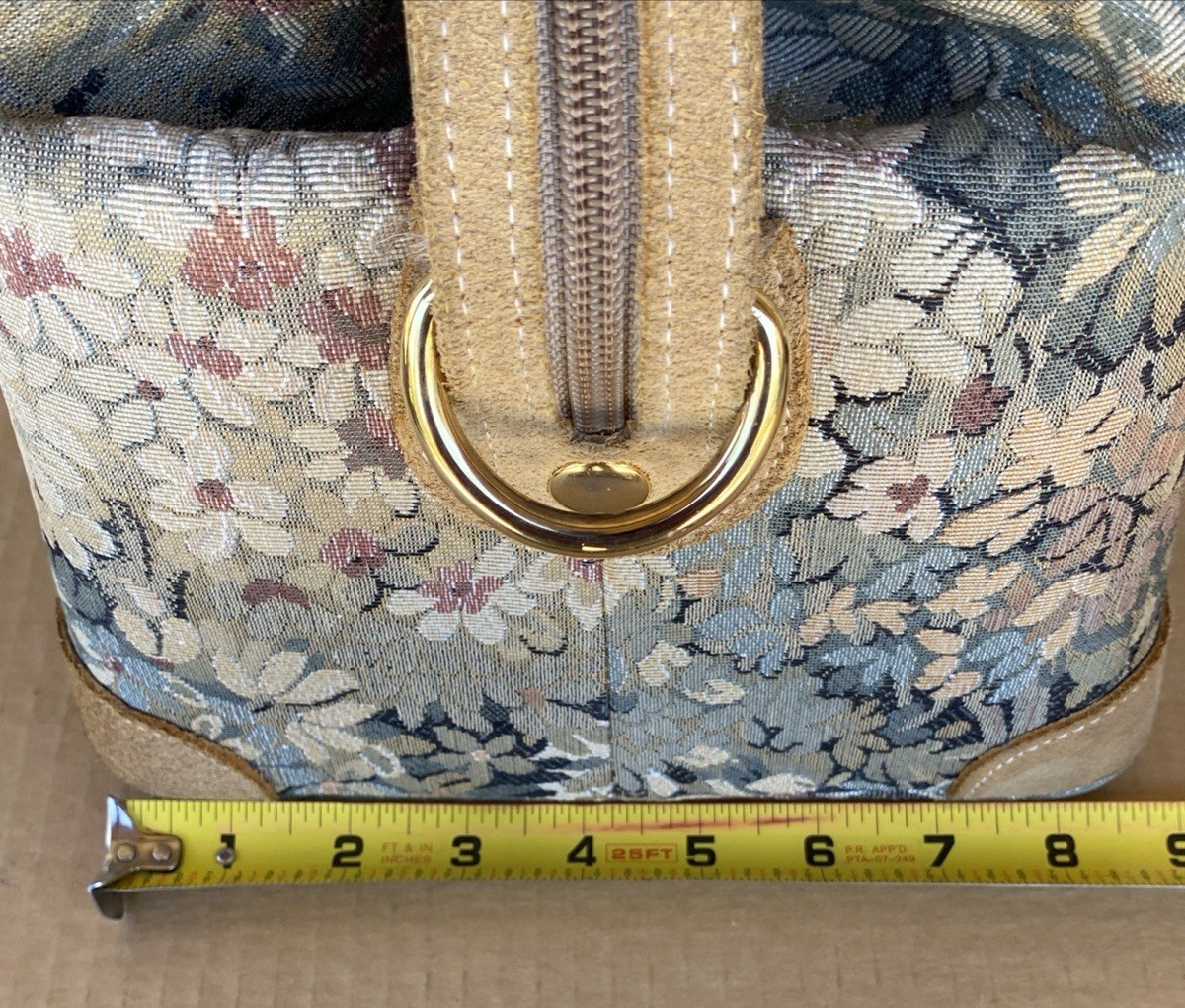 Vintage French Luggage Company Paradise Suede Tapestry Carry On Bag Made in USA