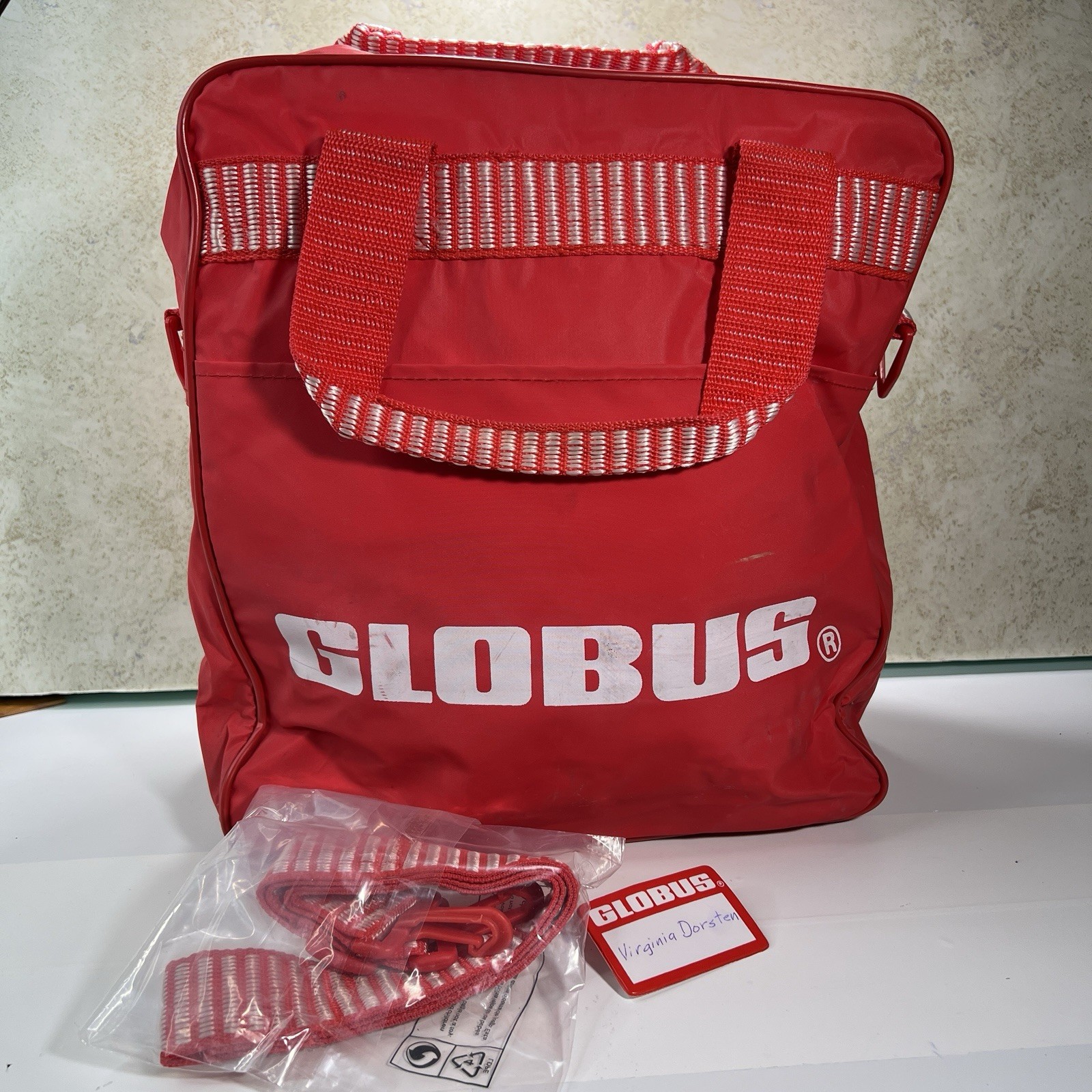 Vintage Globus Airlines Carry On Zip Tote Bag Flight Travel Luggage Adj. Strap