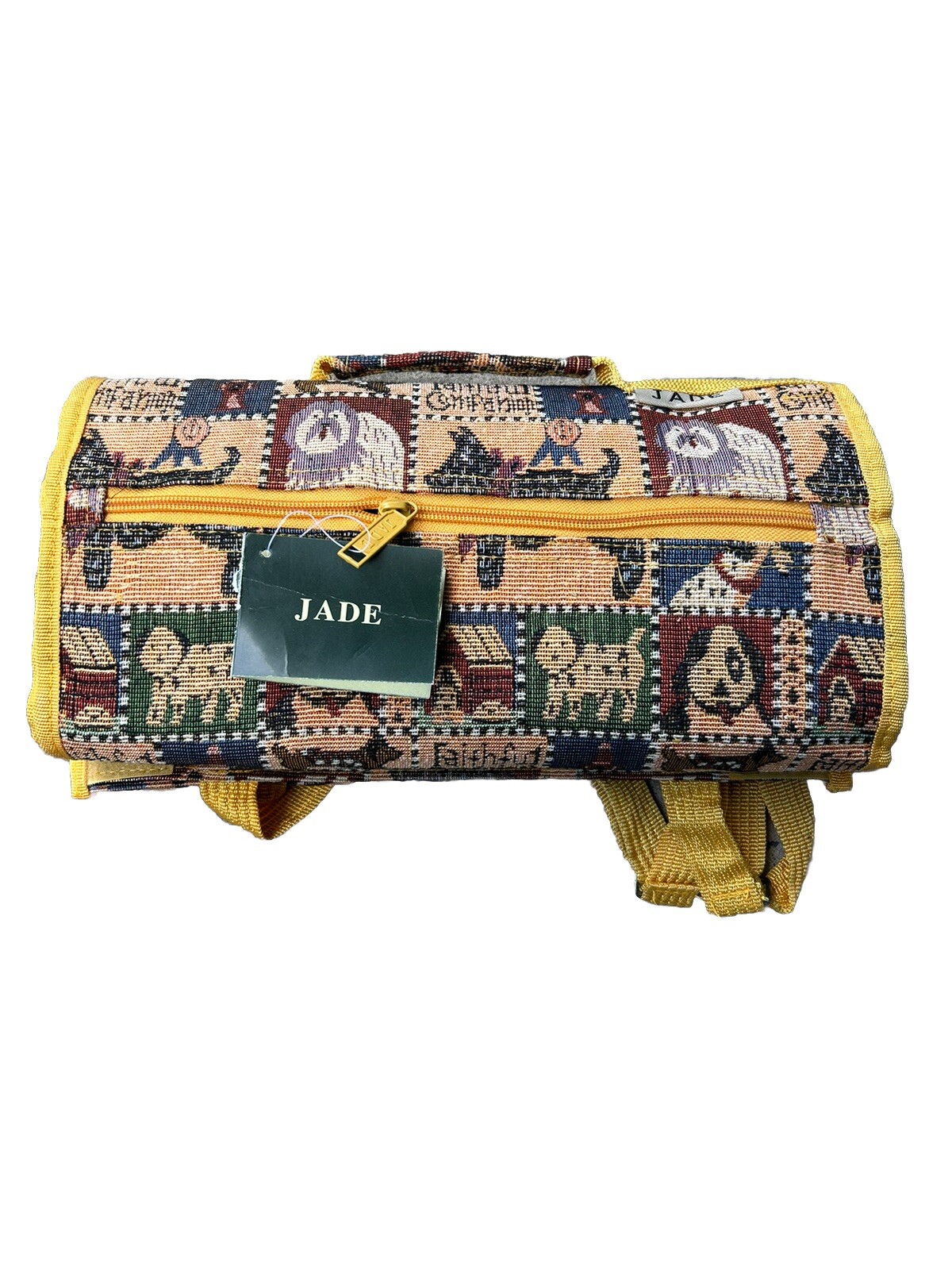 Jade Tapestry Rolling Tote Bag Travel Luggage Dogs Faithful Companion Shopping