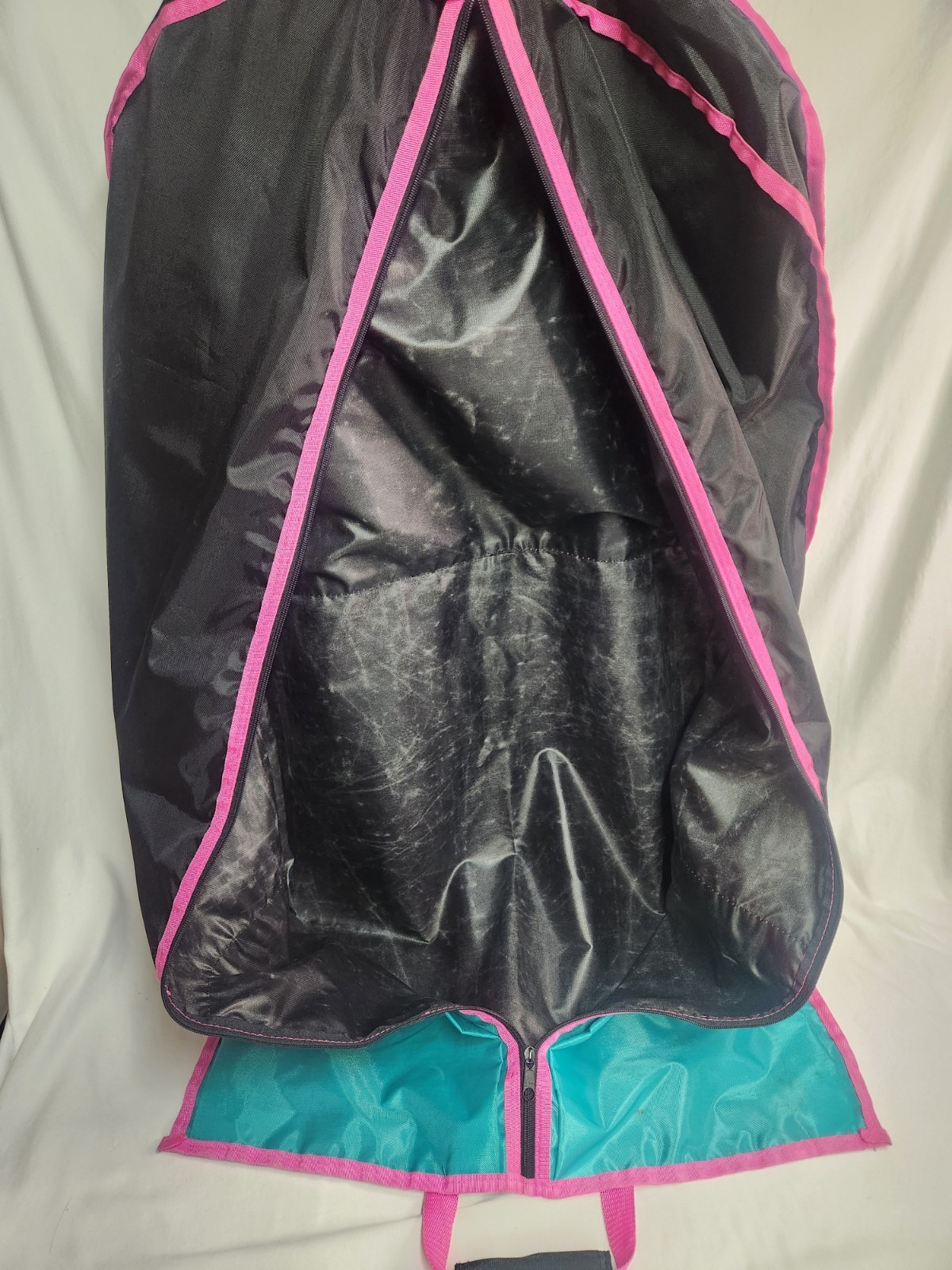 Vtg Golden Team Travel Garment Bag 90s Retro Neon Pink Teal Colorblock