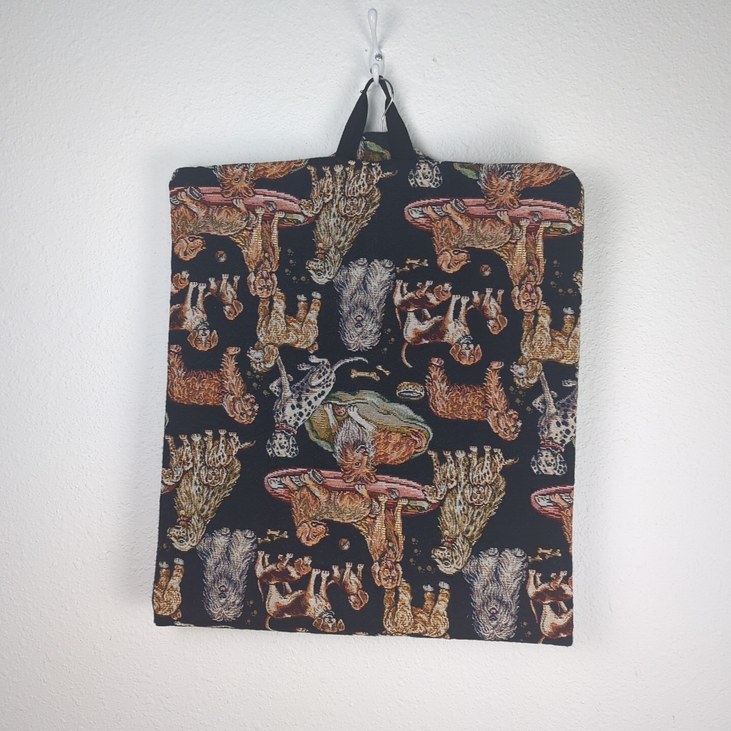 Vintage Tapestry Garment Travel Bag With Zipper No Pockets Dogs