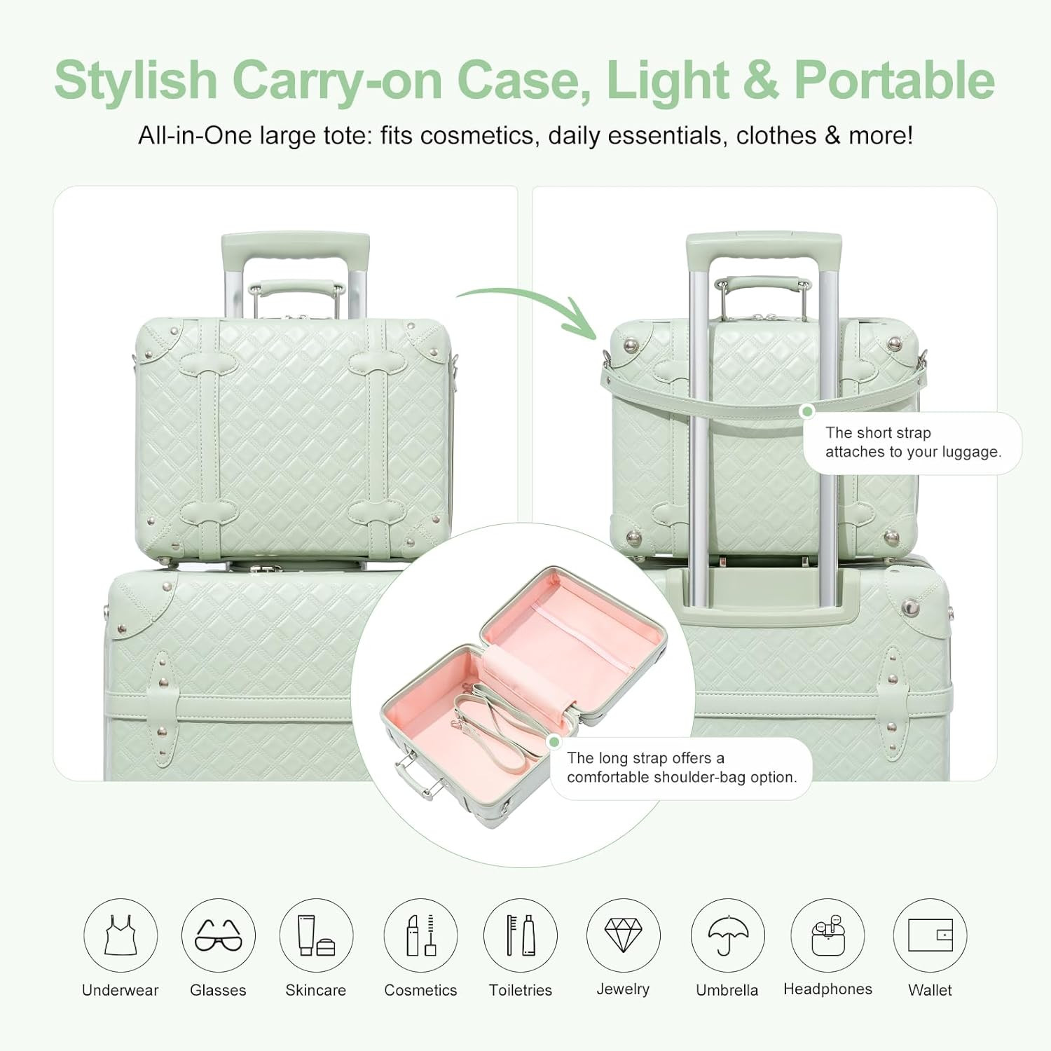 Vintage Luggage Sets for Women Retro Suitcase Cute Vintage Expandable Luggage of
