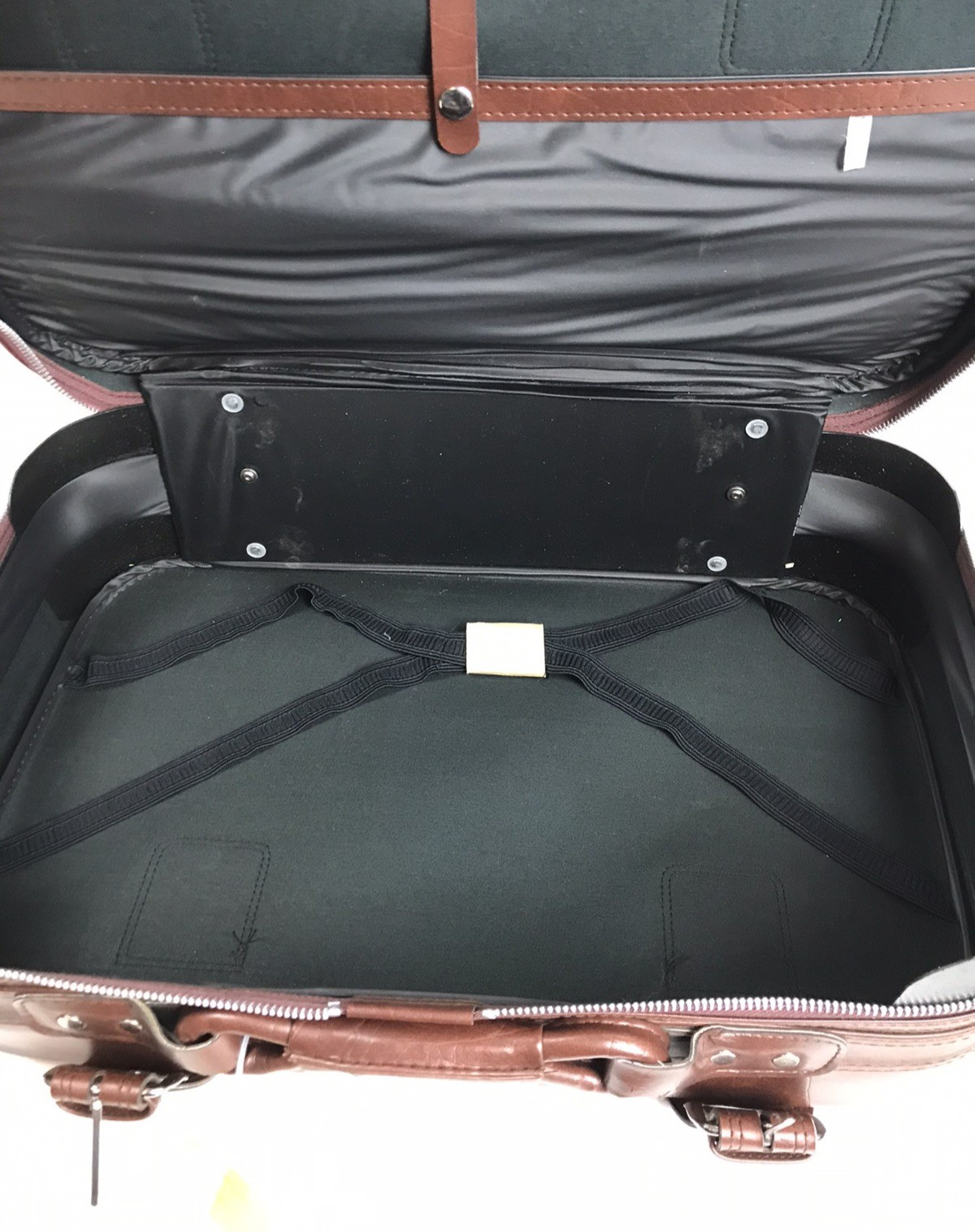 Vintage Brown Faux Leather Suitcase 4 Piece Luggage Set Stackable locks keys