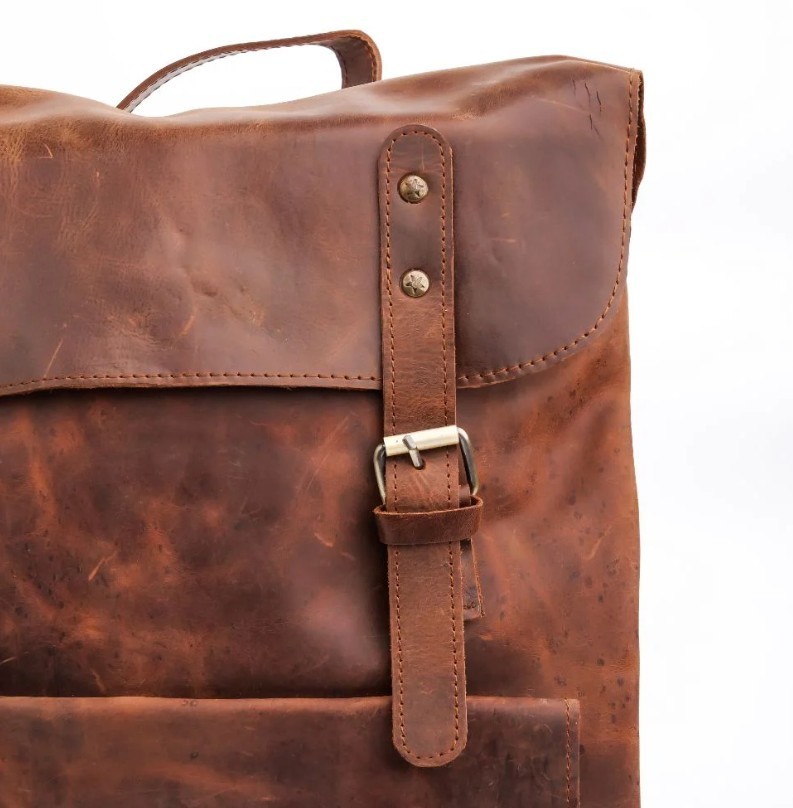 Vintage Leather Backpack, Genuine Cow Leather Travel Rucksack For Men Women Gift