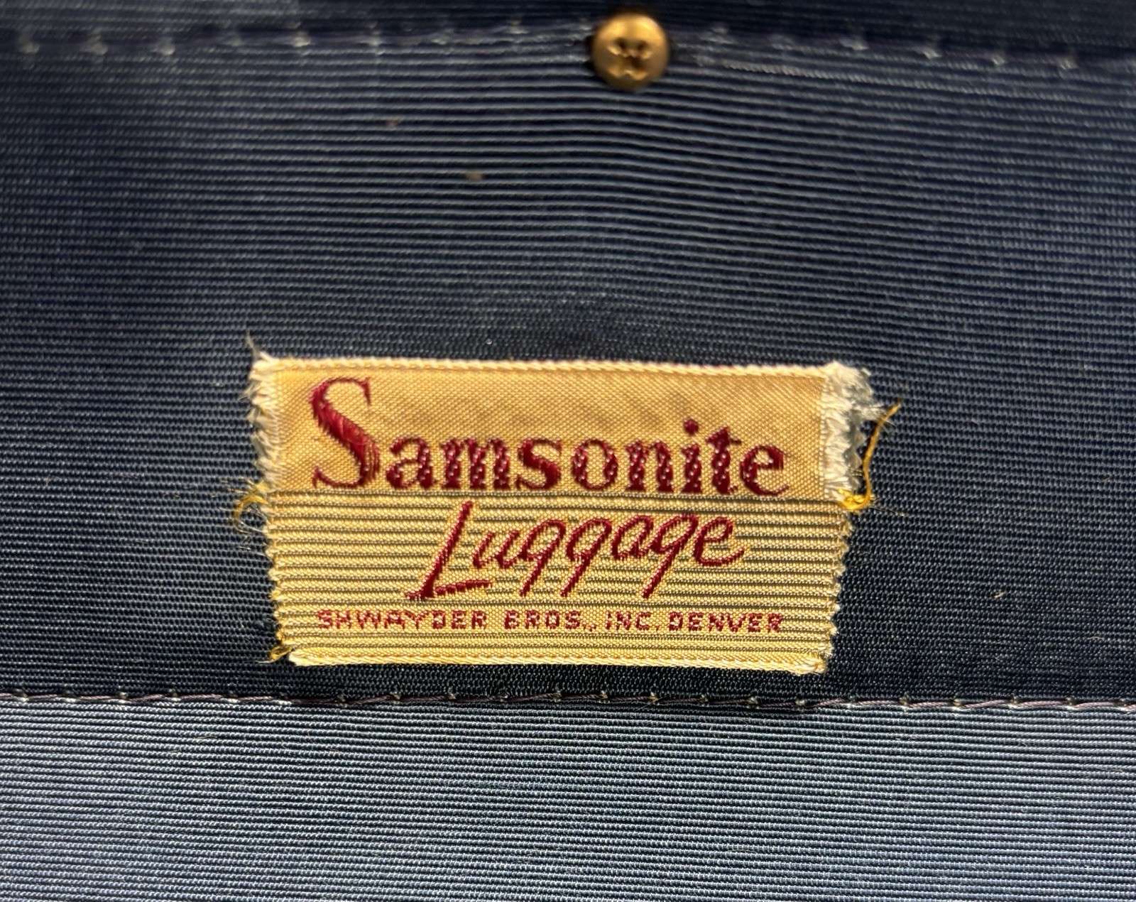 Vintage 50’s Samsonite Shwayder Bros Inc Blue Marble Luggage Suitcase Hard Shell