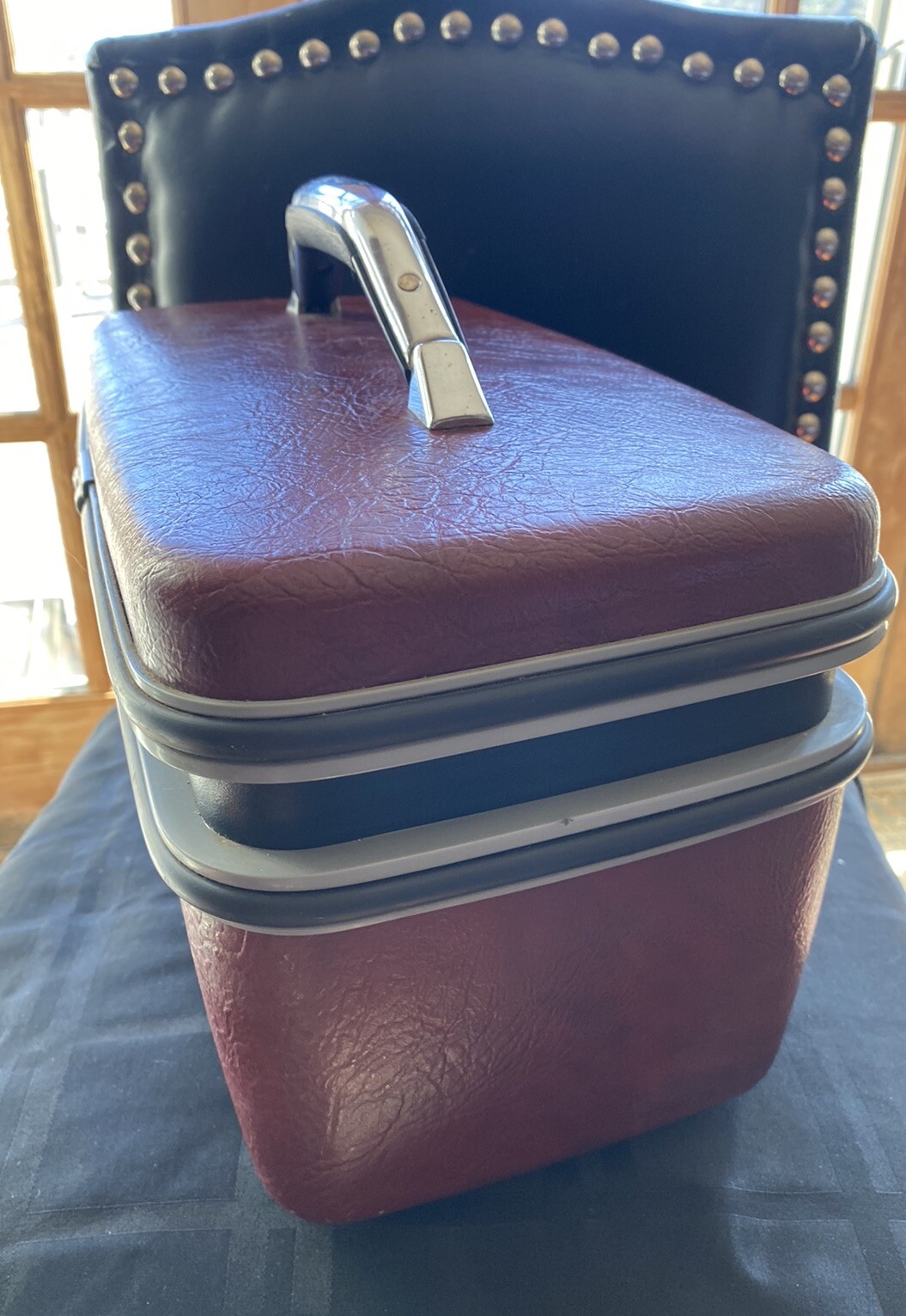 Vintage Red Burgundy Samsonite Saturn Hard Case Cosmetic Small Suitcase Luggage