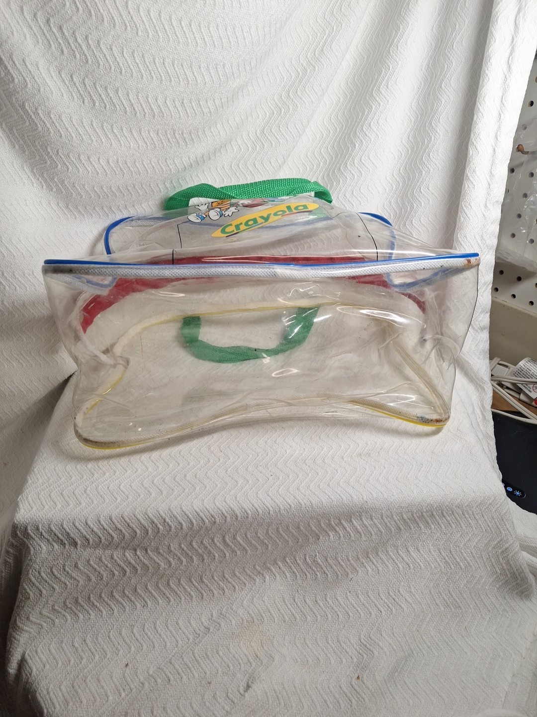 VTG Clear See Through Crayola Crayon Duffle Bag Tote Luggage Carry On 1990s E6